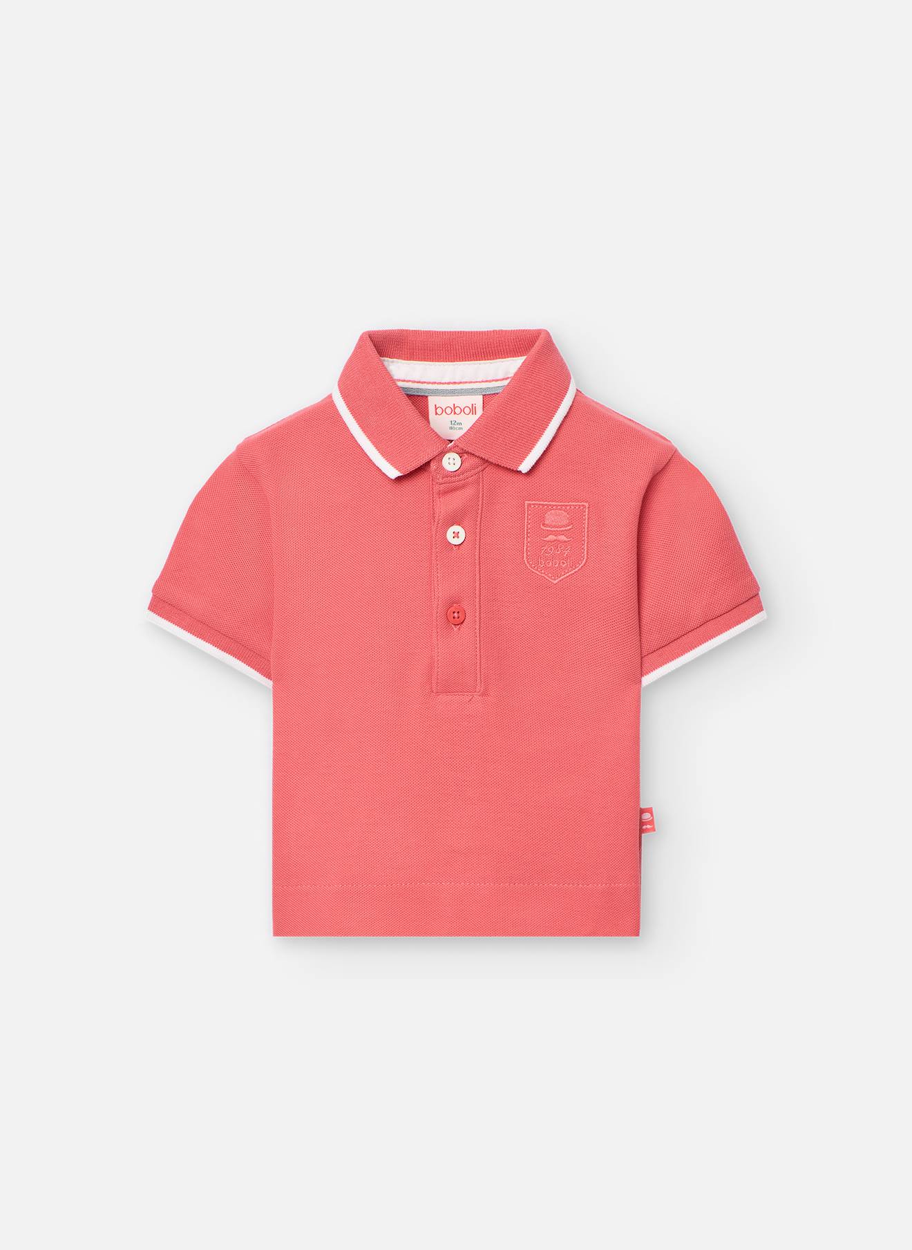 Polo Uni En Coton Avec Liserés Contrastants Rouge