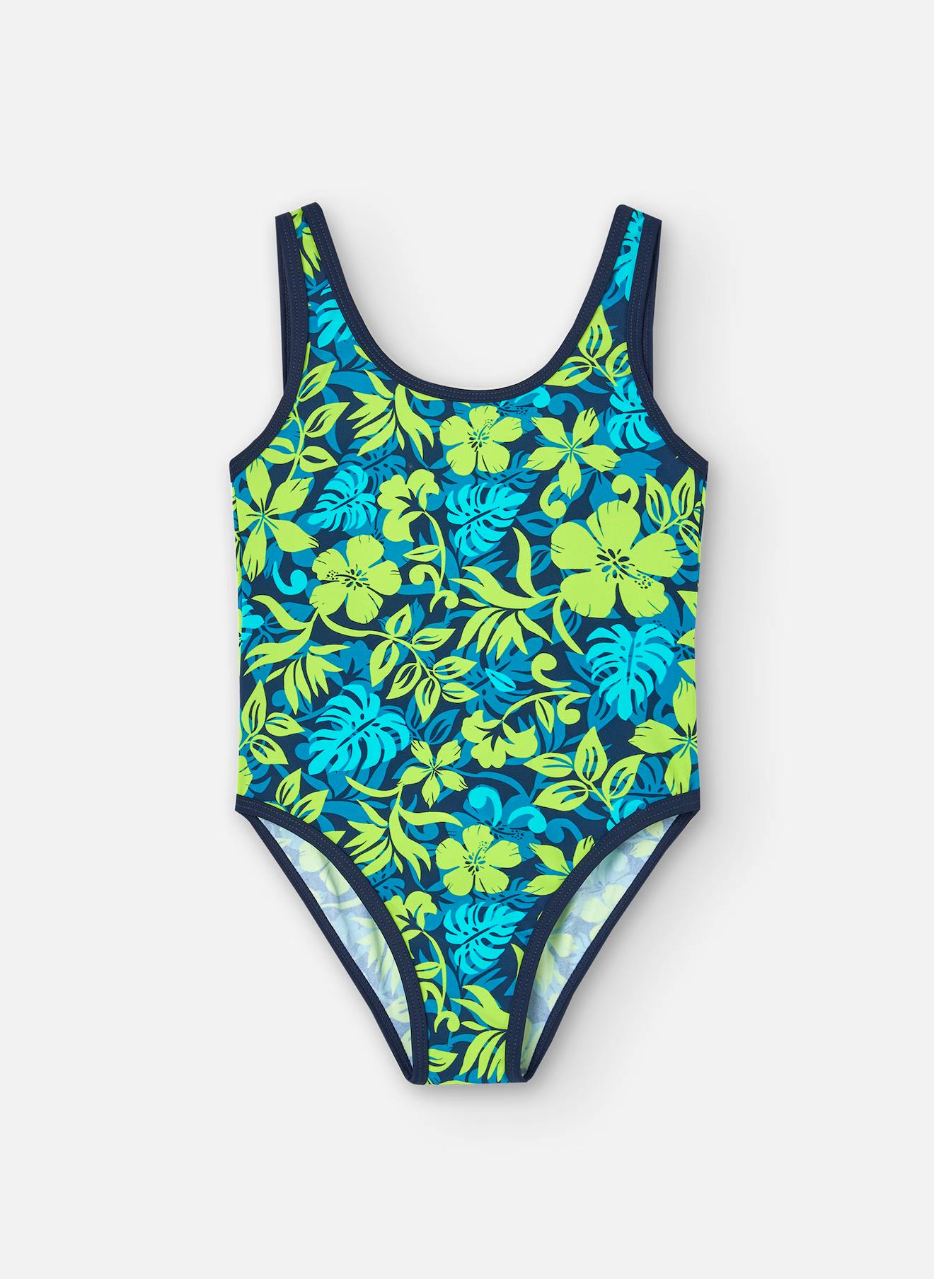 Maillot De Bain À Bretelles Larges Et Imprimé Fleurs Vert