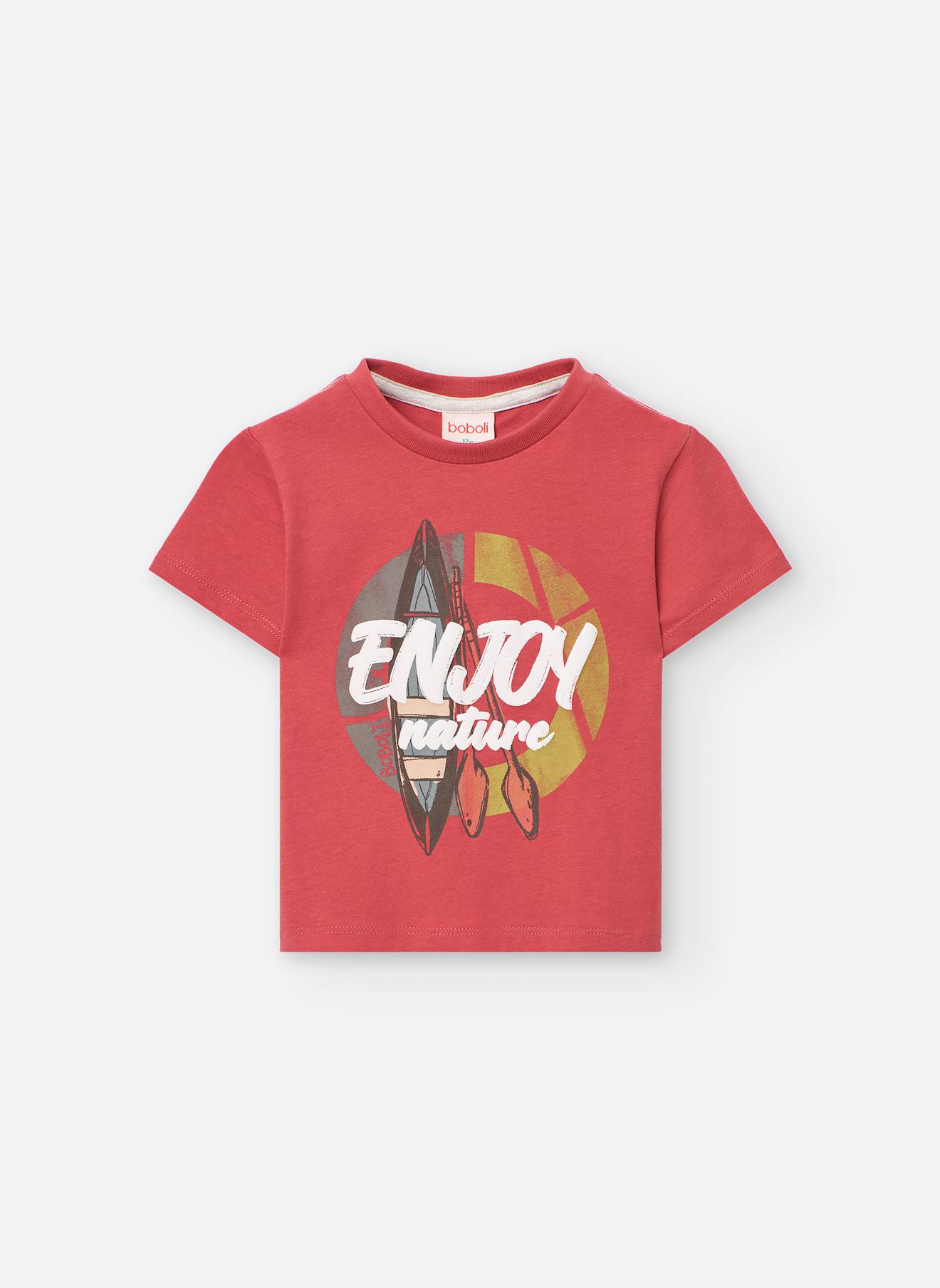 T-shirt À Manches Courtes Avec Col Rond Rouge
