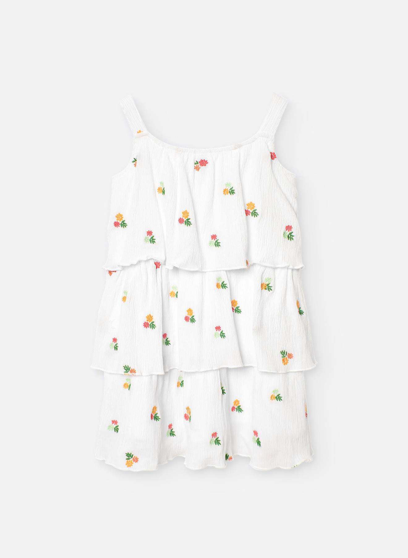 Robe En Mousseline De Coton À Bretelles Blanc