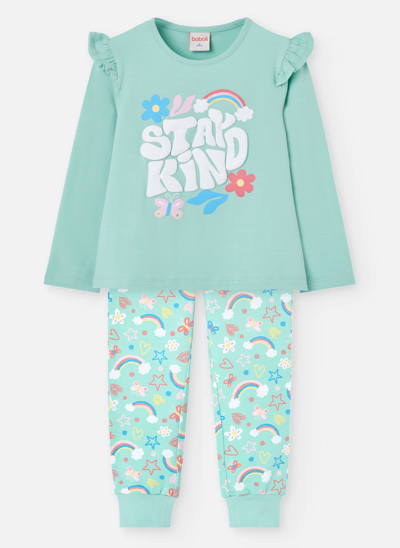 Pyjama Long Avec Volants Sur Les Épaules Vert