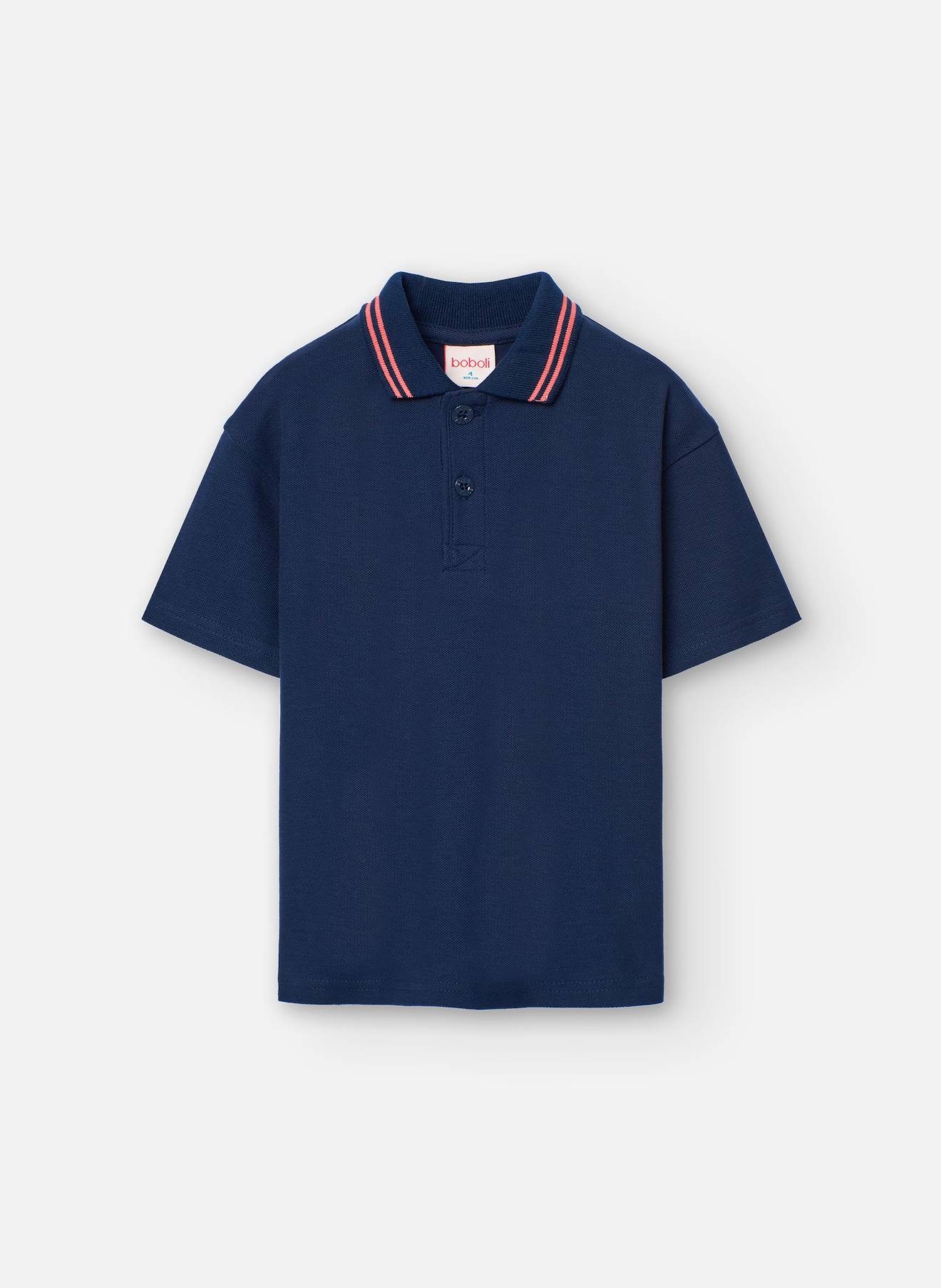 Polo 100 % Coton À Manches Courtes Bleu