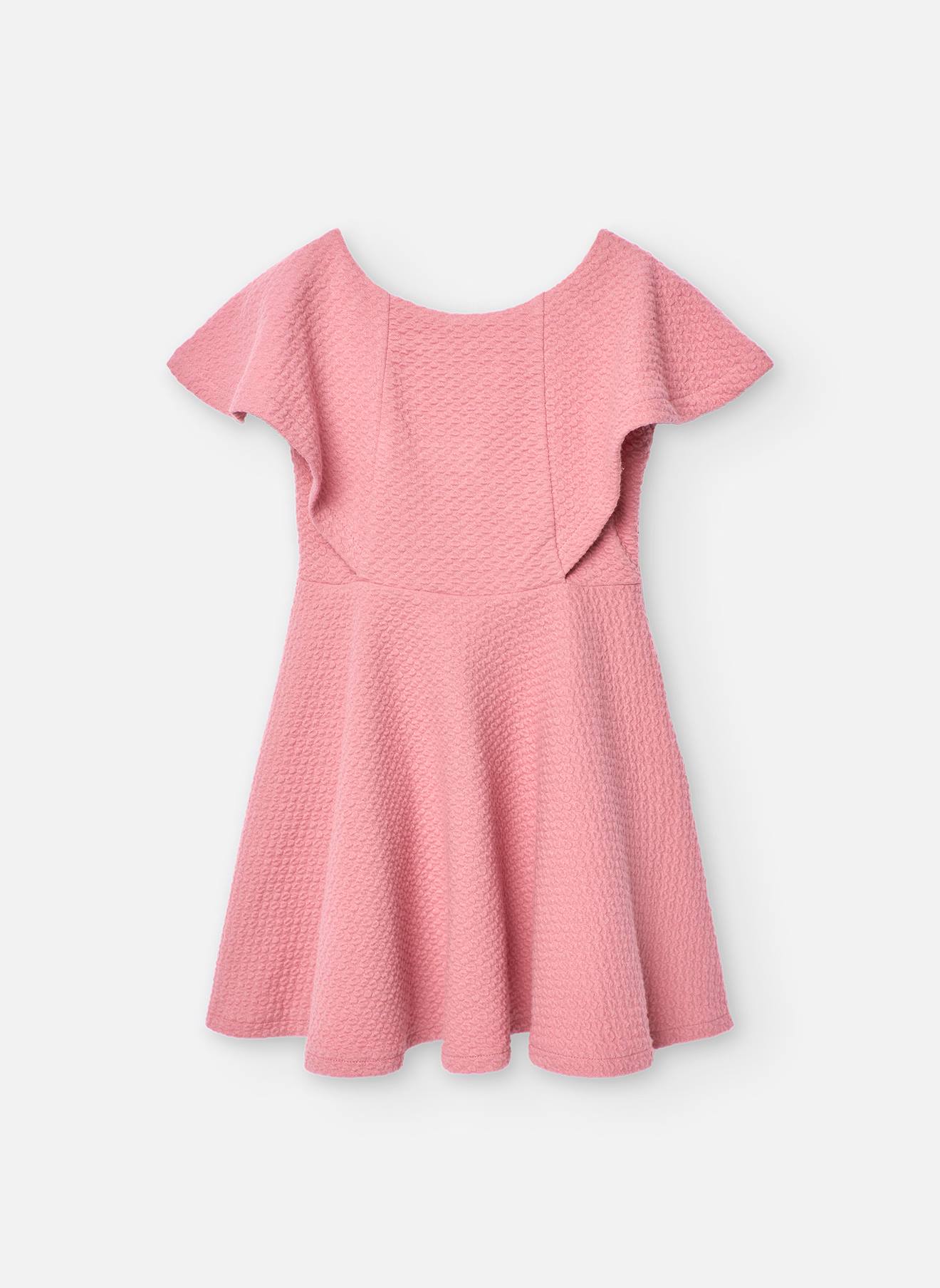 Robe À Manches Courtes En Tissu Texturé Rose