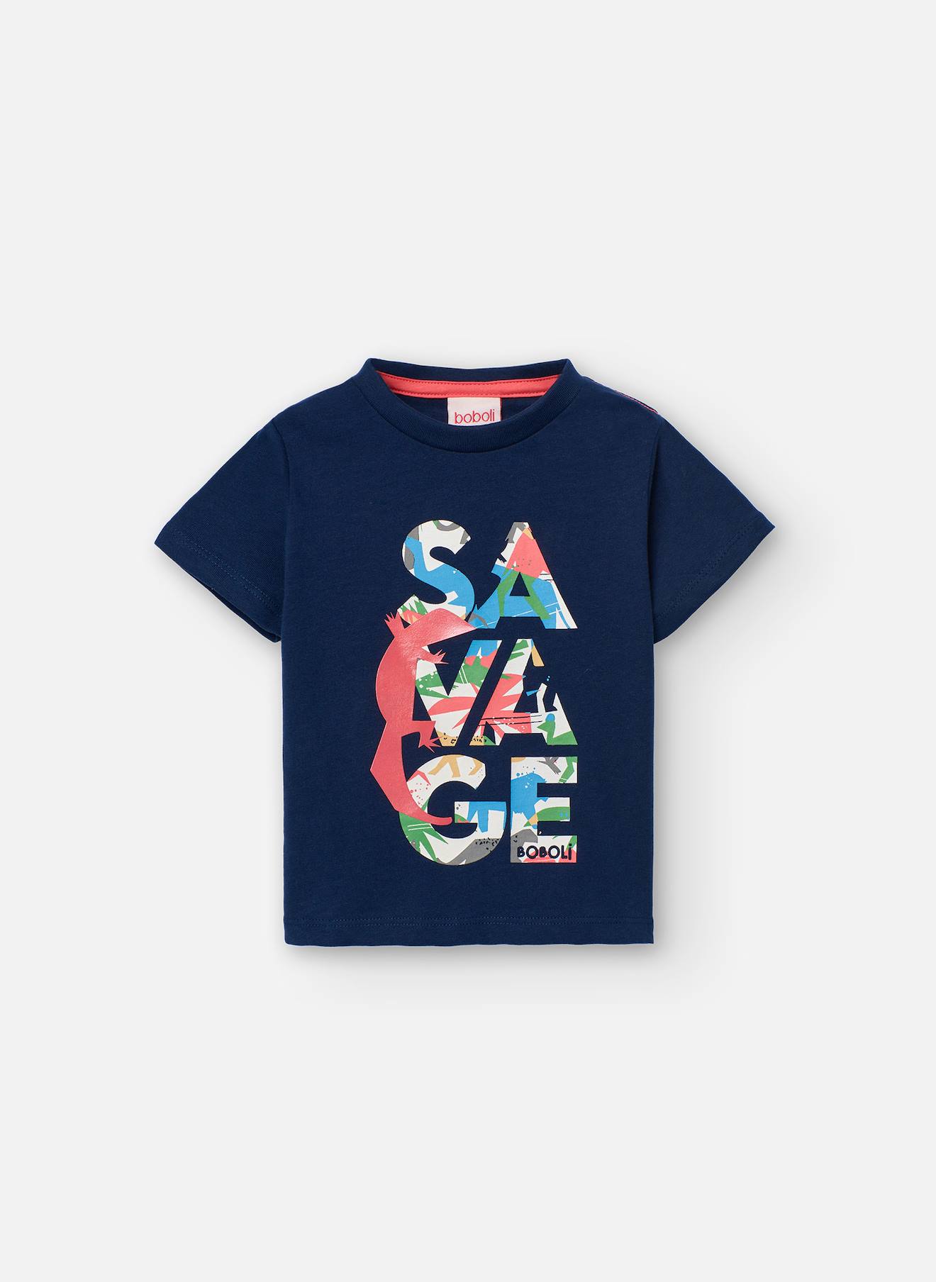 T-shirt À Manches Courtes Avec Col Rond Bleu