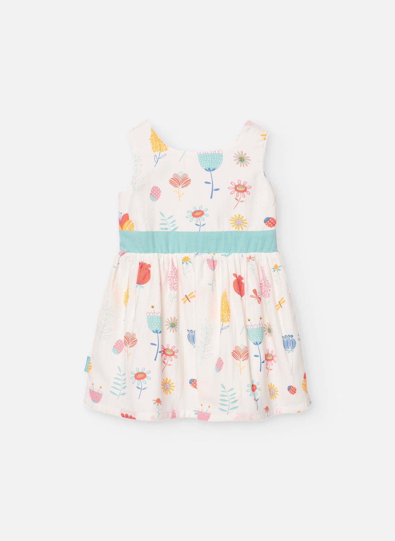Robe En Coton Avec Imprimé Fleurs Et Petits Animaux Blanc