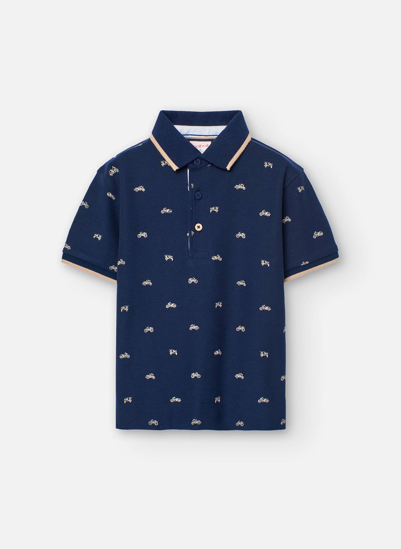 Polo En Coton Avec Imprimé Fantaisie Bleu