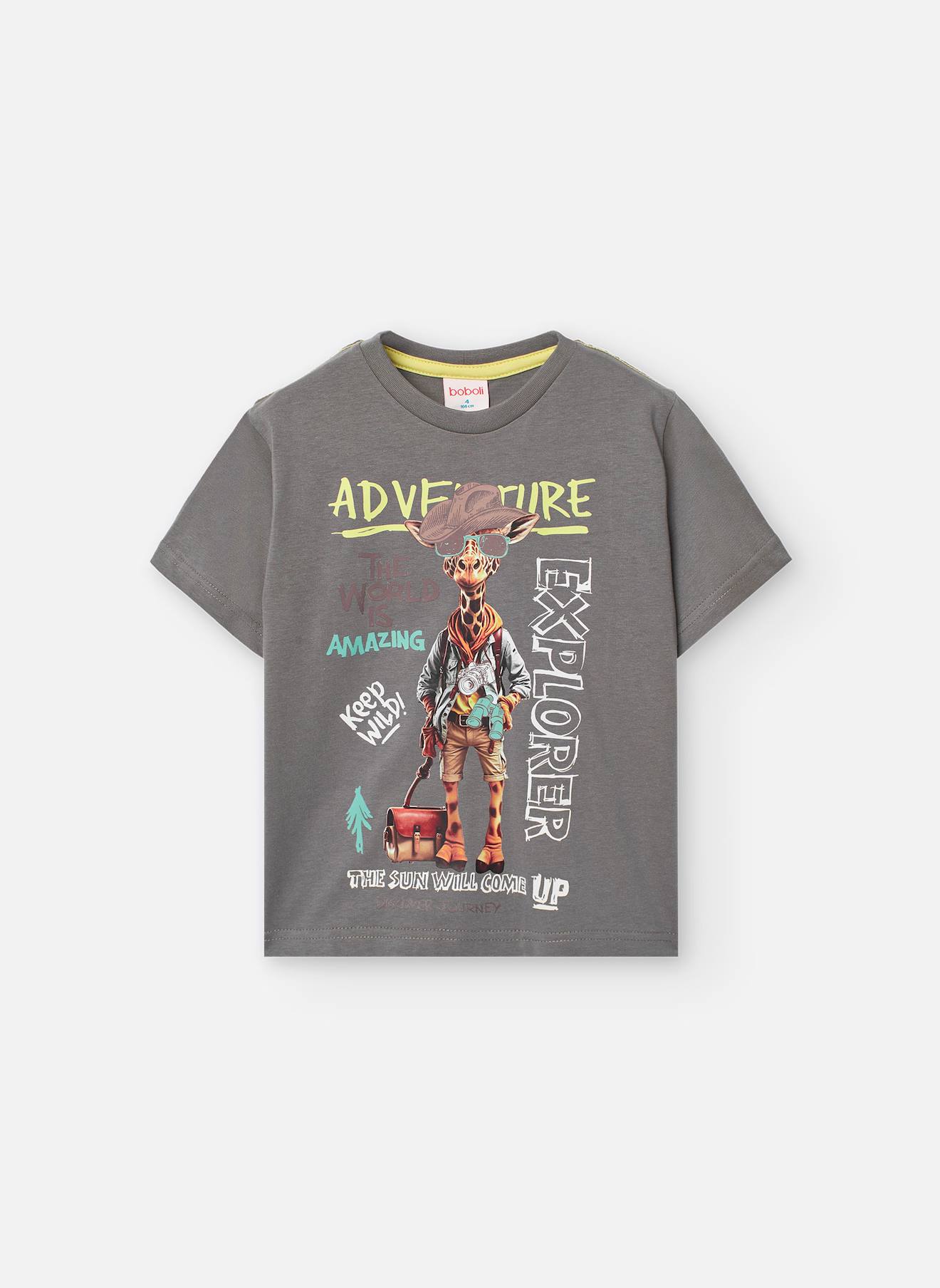 T-shirt À Manches Courtes Avec Col Rond Gris