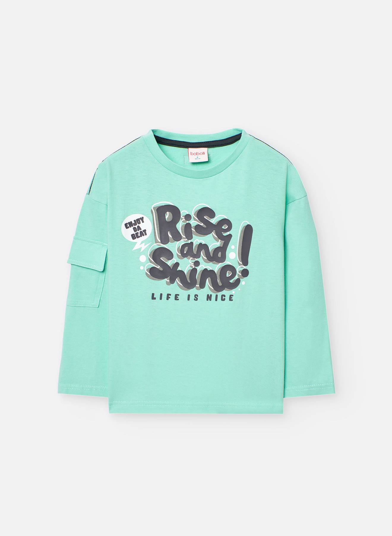 T-shirt À Manches Longues Avec Col Rond Vert