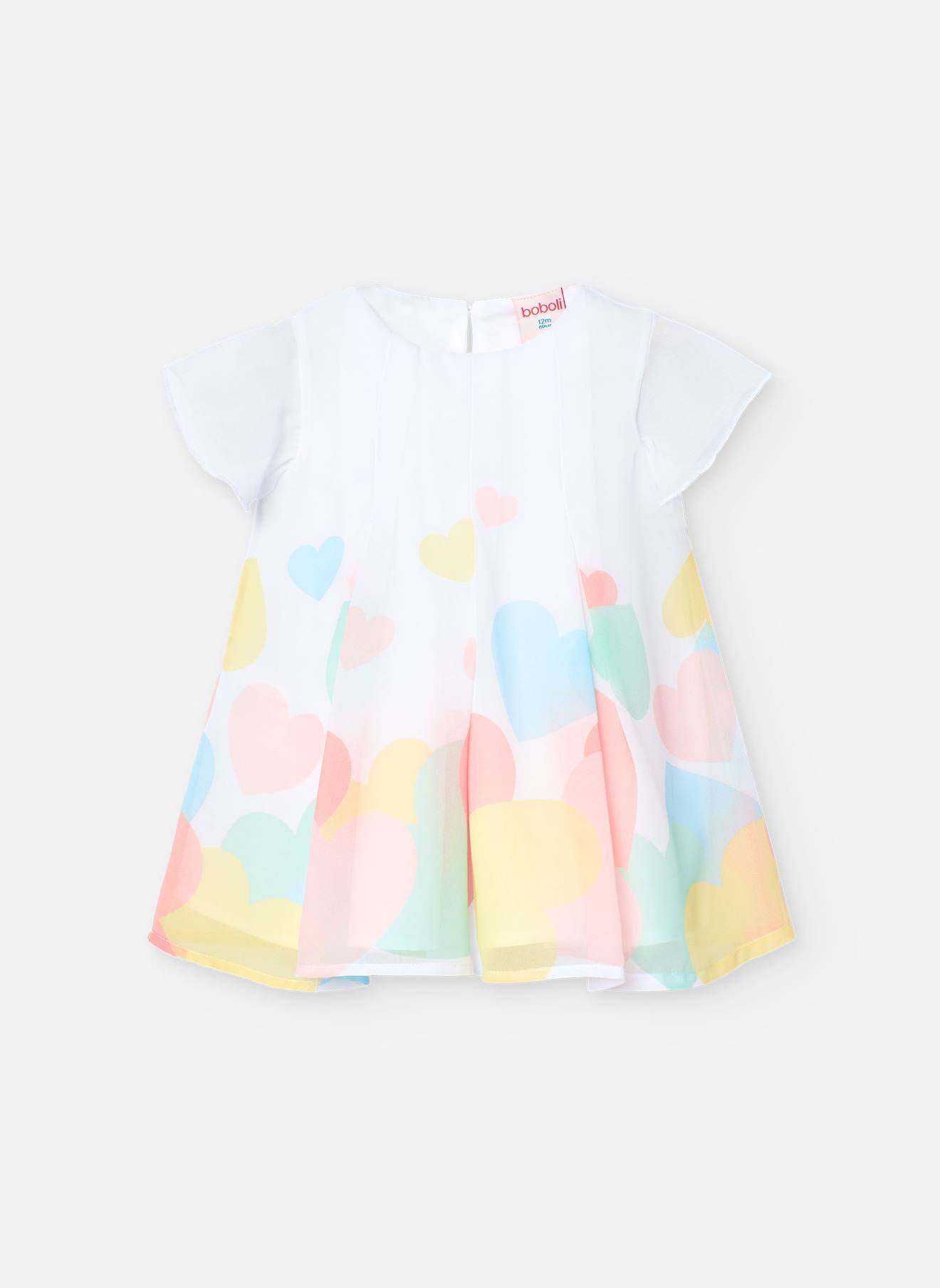 Robe En Mousseline Avec Cœurs Multicolores Blanc