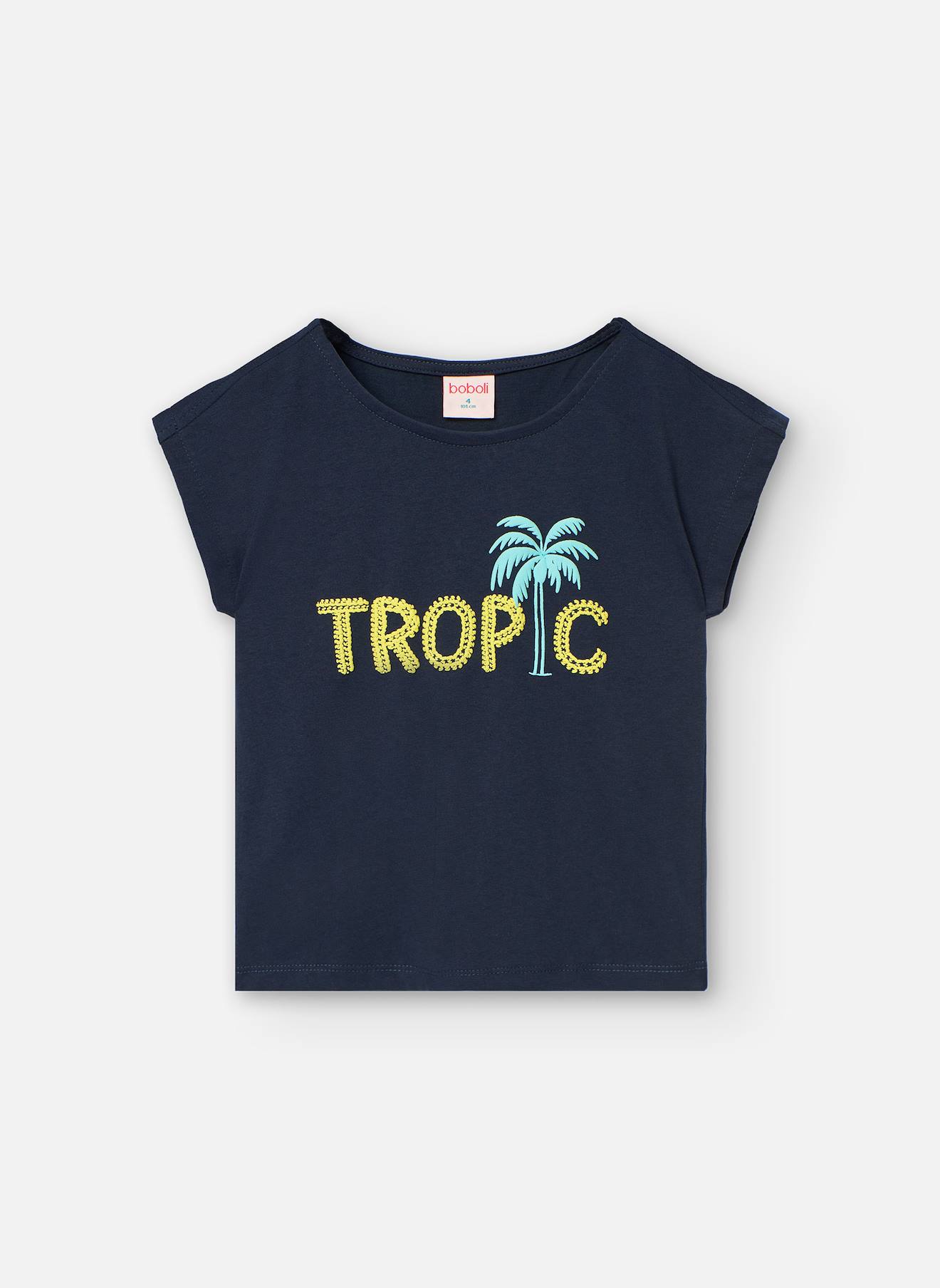 T-shirt À Manches Courtes Avec Col Rond Bleu