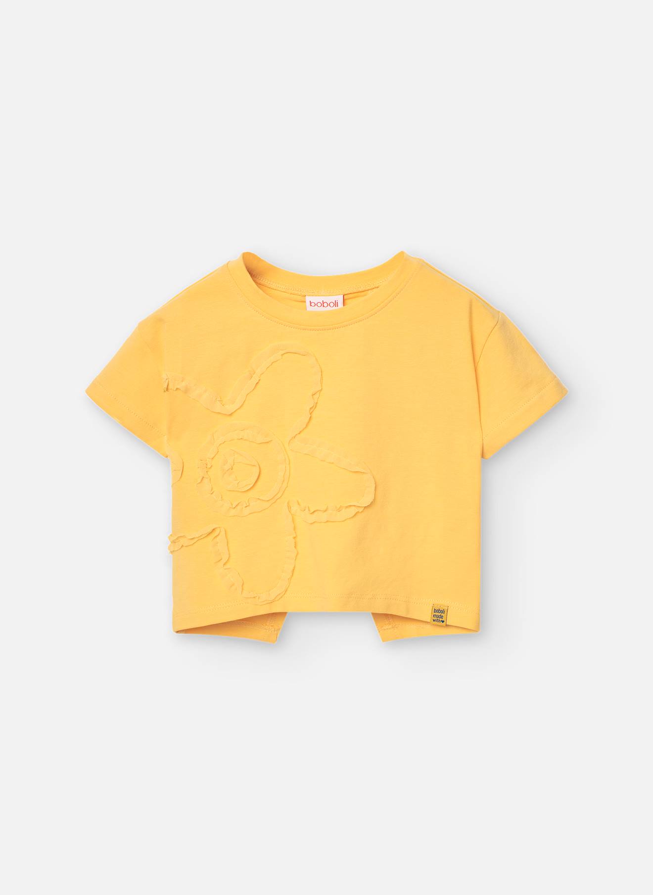 T-shirt À Manches Courtes Avec Fleur Brodée Jaune