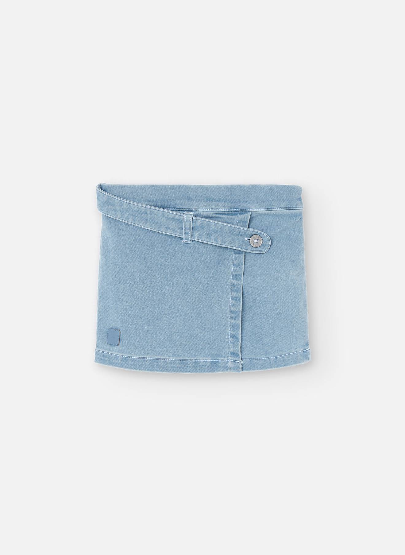 Jupe-short Unie Avec Taille Élastique Bleu