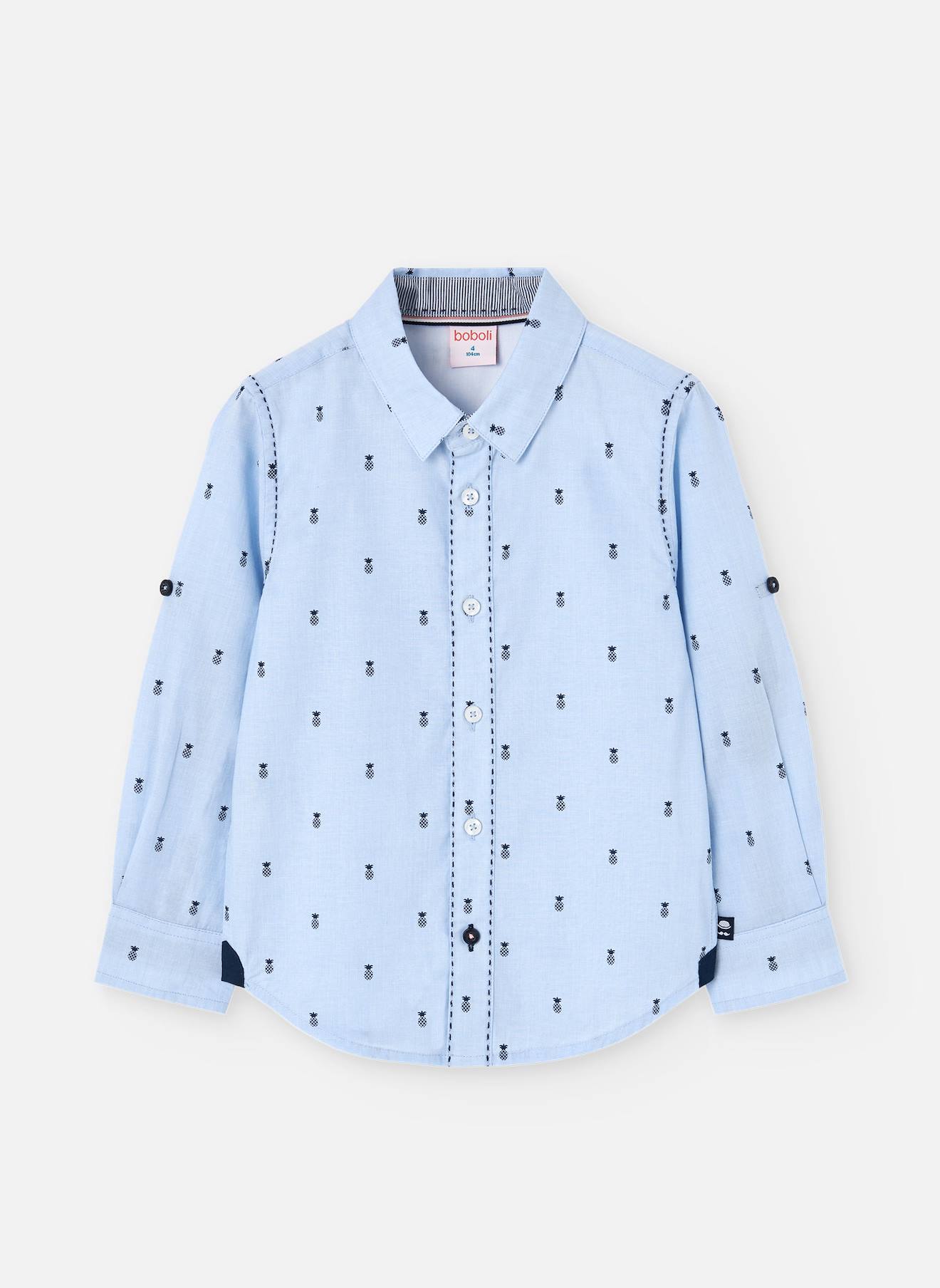 Chemise En Coton Avec Imprimé Fantaisie Bleu