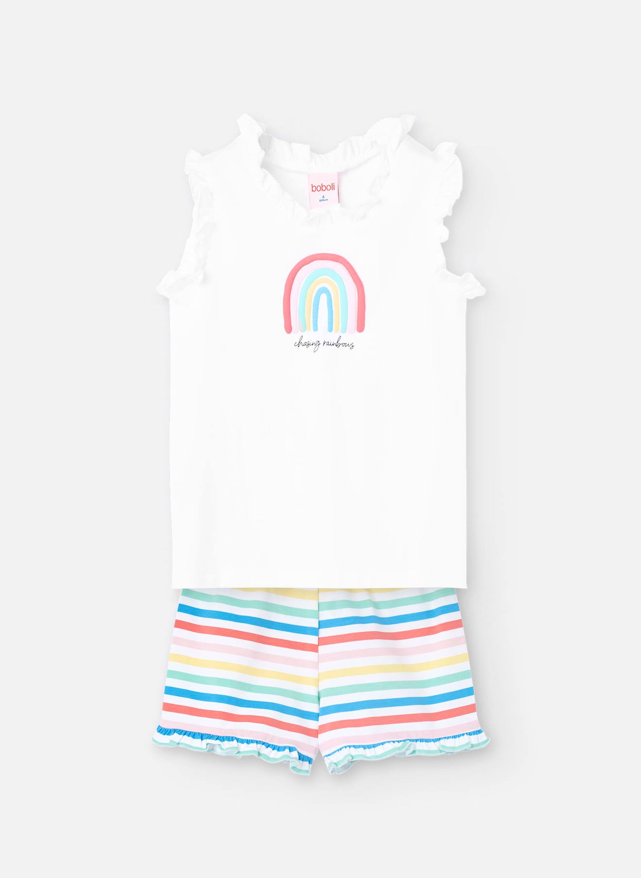 Pyjama Court Avec Volants Blanc