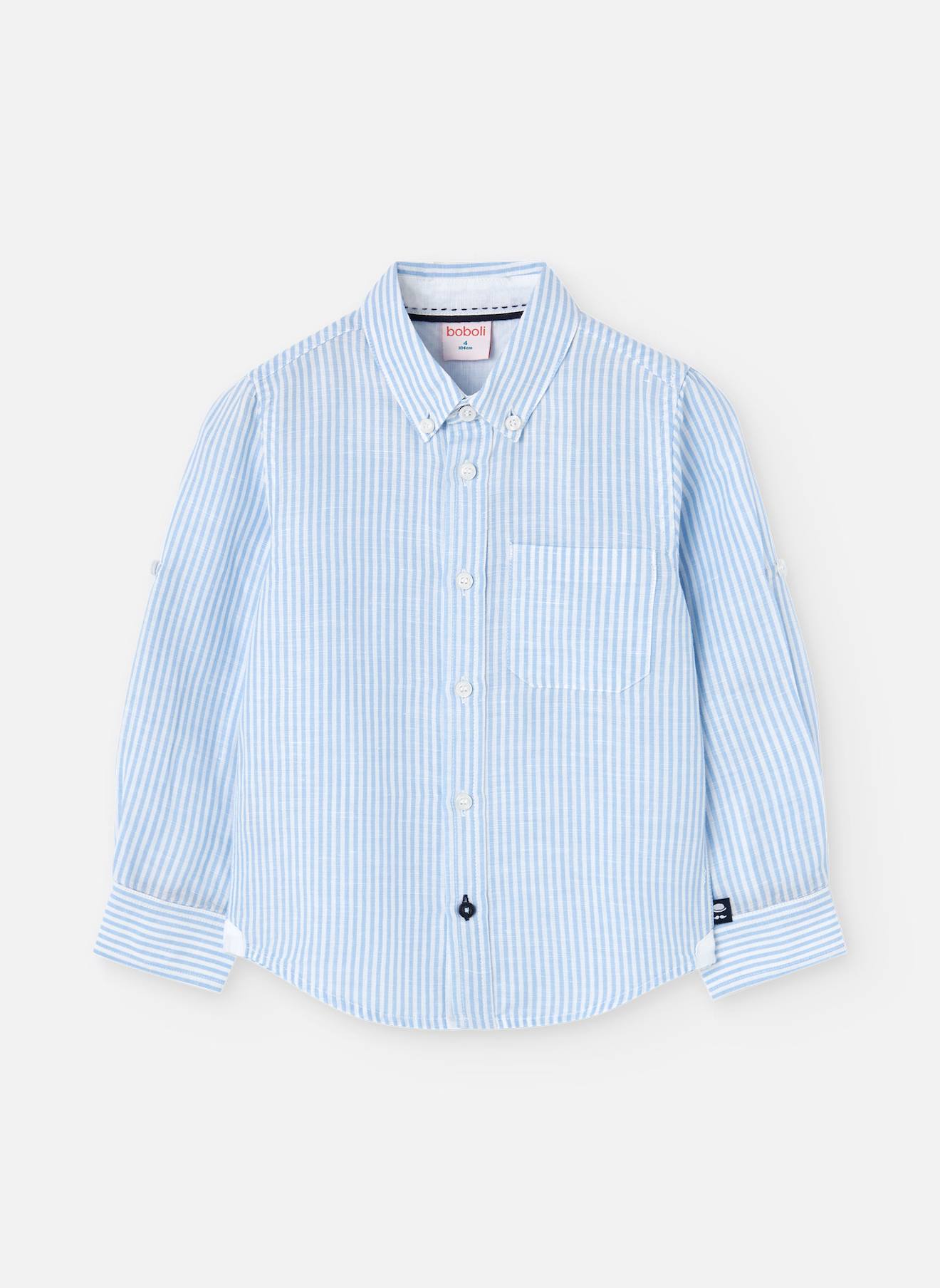 Chemise Rayée À Manches Longues Bleu