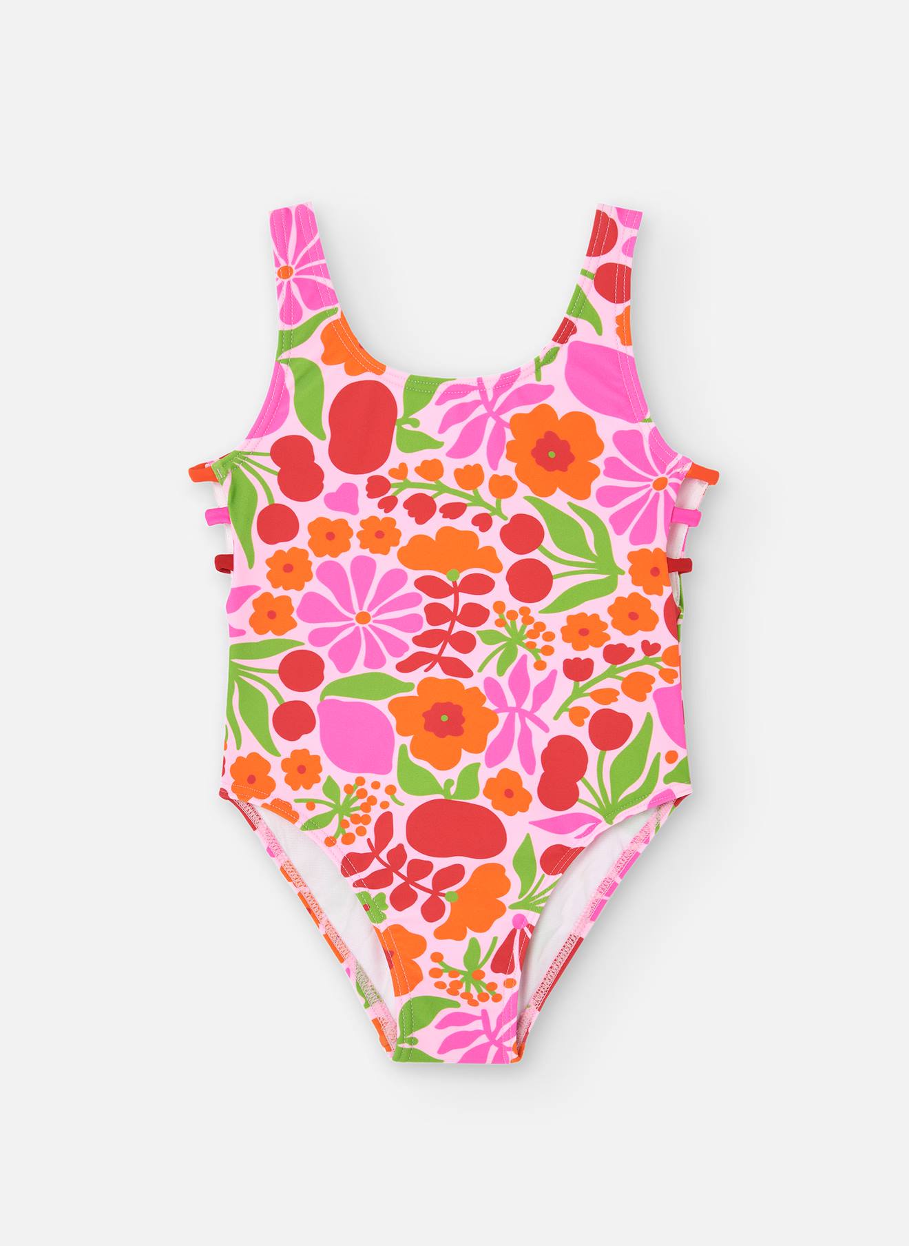 Maillot De Bain À Bretelles Larges Et Imprimé Fleurs Rose