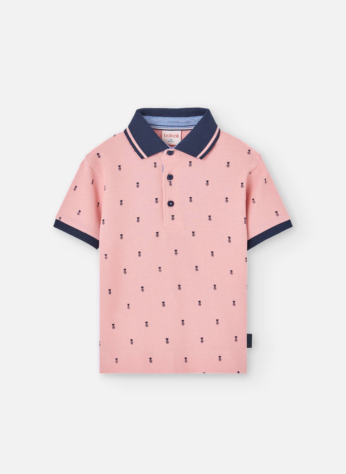 Polo En Coton Avec Imprimé Fantaisie Rose