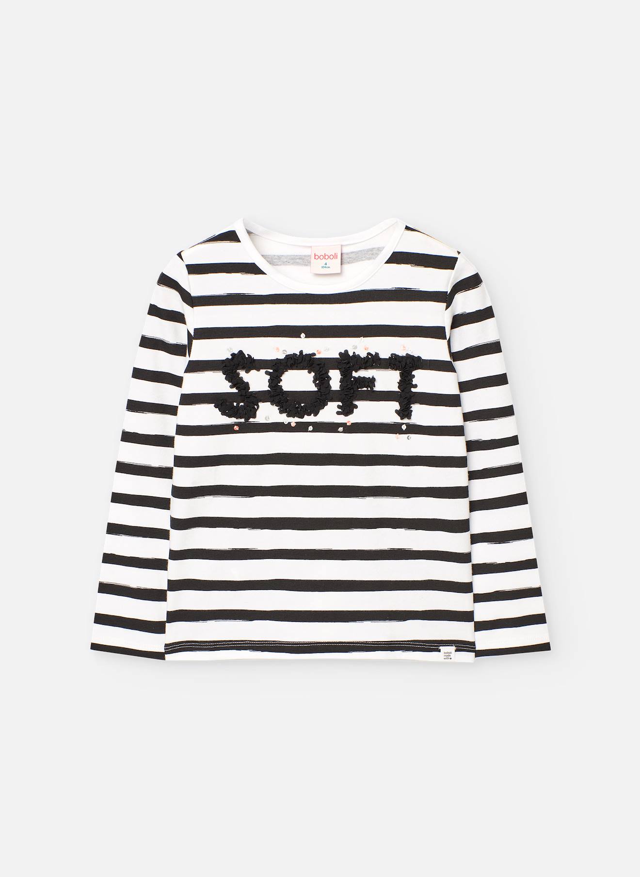 T-shirt En Coton Avec Imprimé Rayé Noir