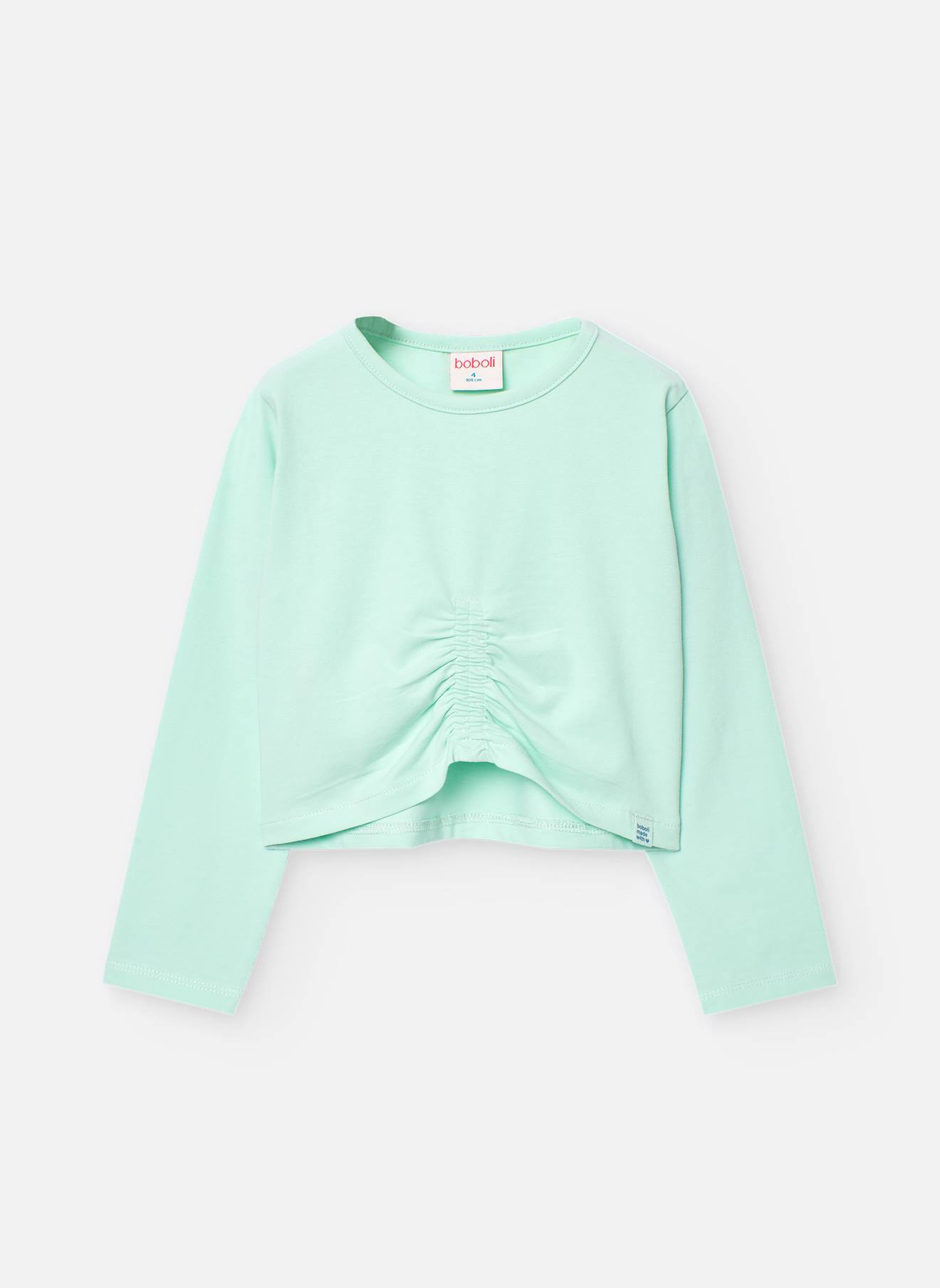 T-shirt Froncé À Manches Longues Vert