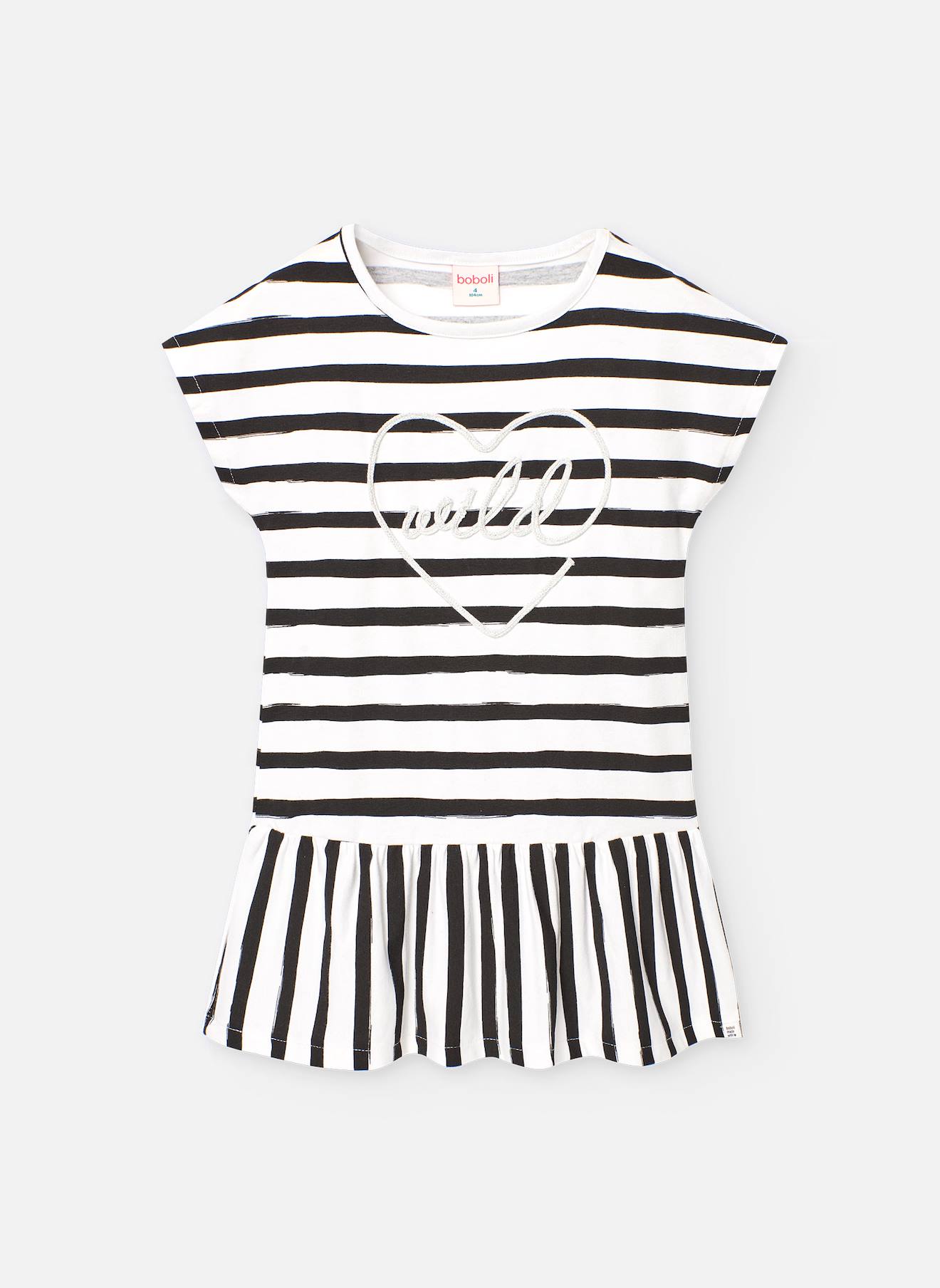 Robe À Rayures Avec Dessin Frontal Noir