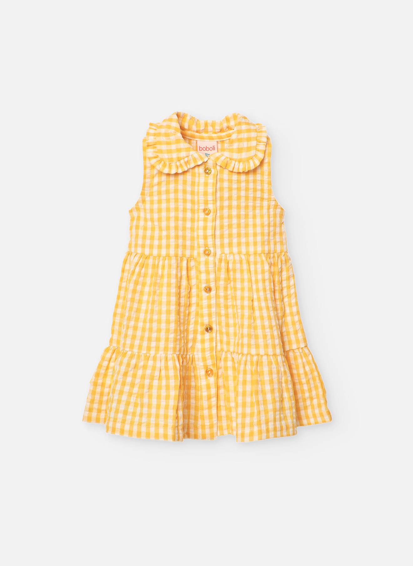 Robe En Coton Avec Imprimé Carreaux Jaune