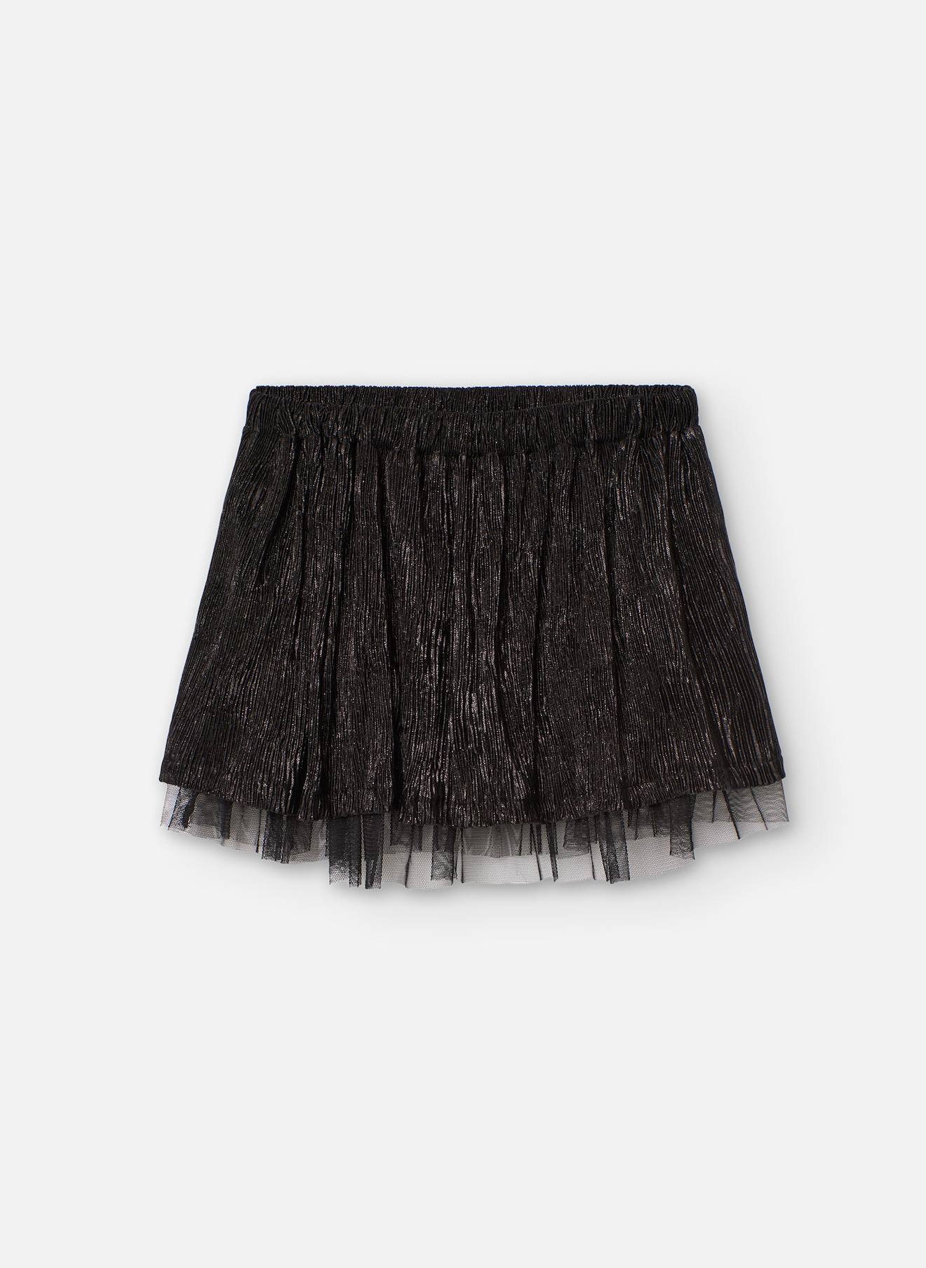 Jupe Effet Plissé Avec Taille Élastique Noir