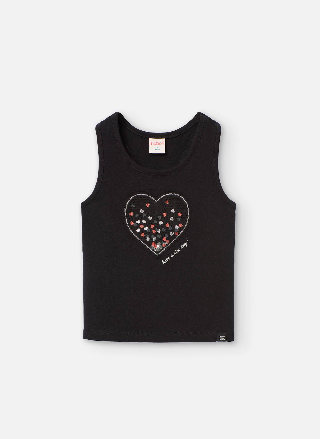 T-shirt En Coton Avec Dessin Frontal Noir