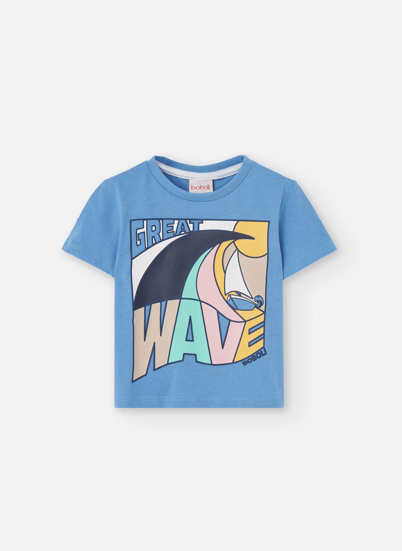 T-shirt À Manches Courtes Avec Col Rond Bleu