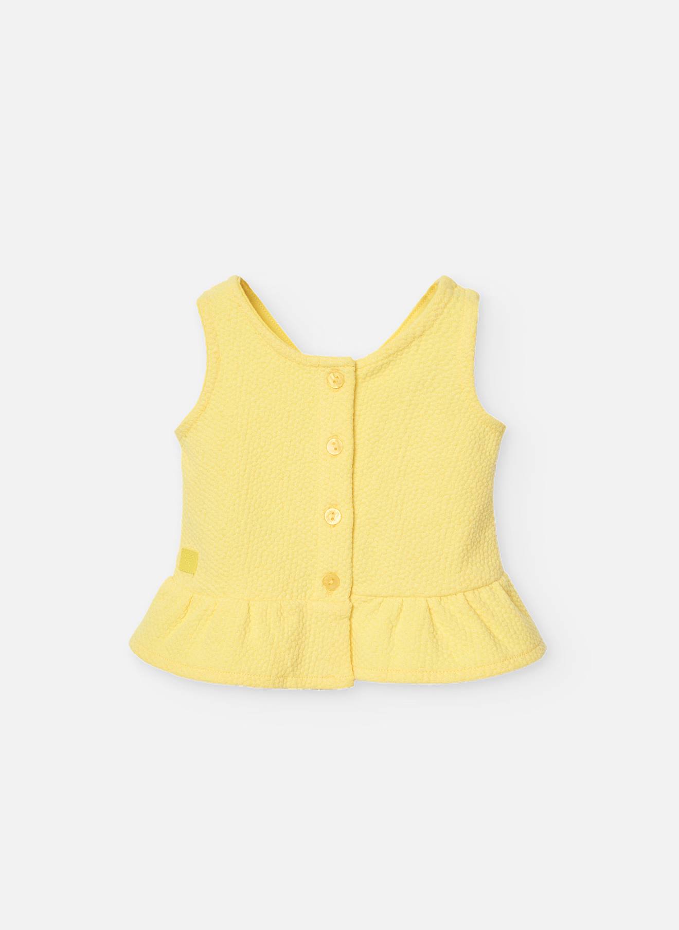 Top Boutonné Avec Volant Jaune