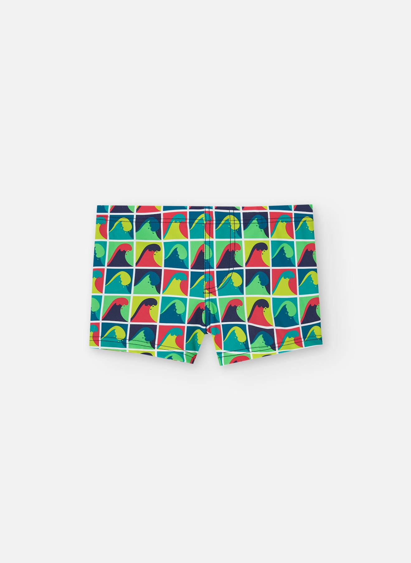 Maillot De Bain Avec Imprimé Carreaux Et Vagues Vert