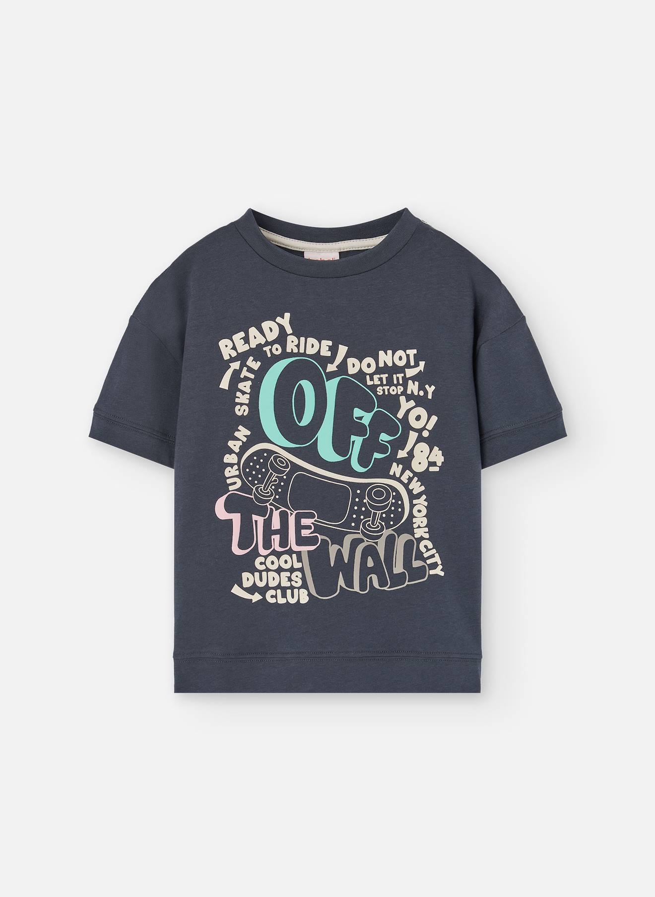 T-shirt À Manches Courtes Avec Col Rond Gris