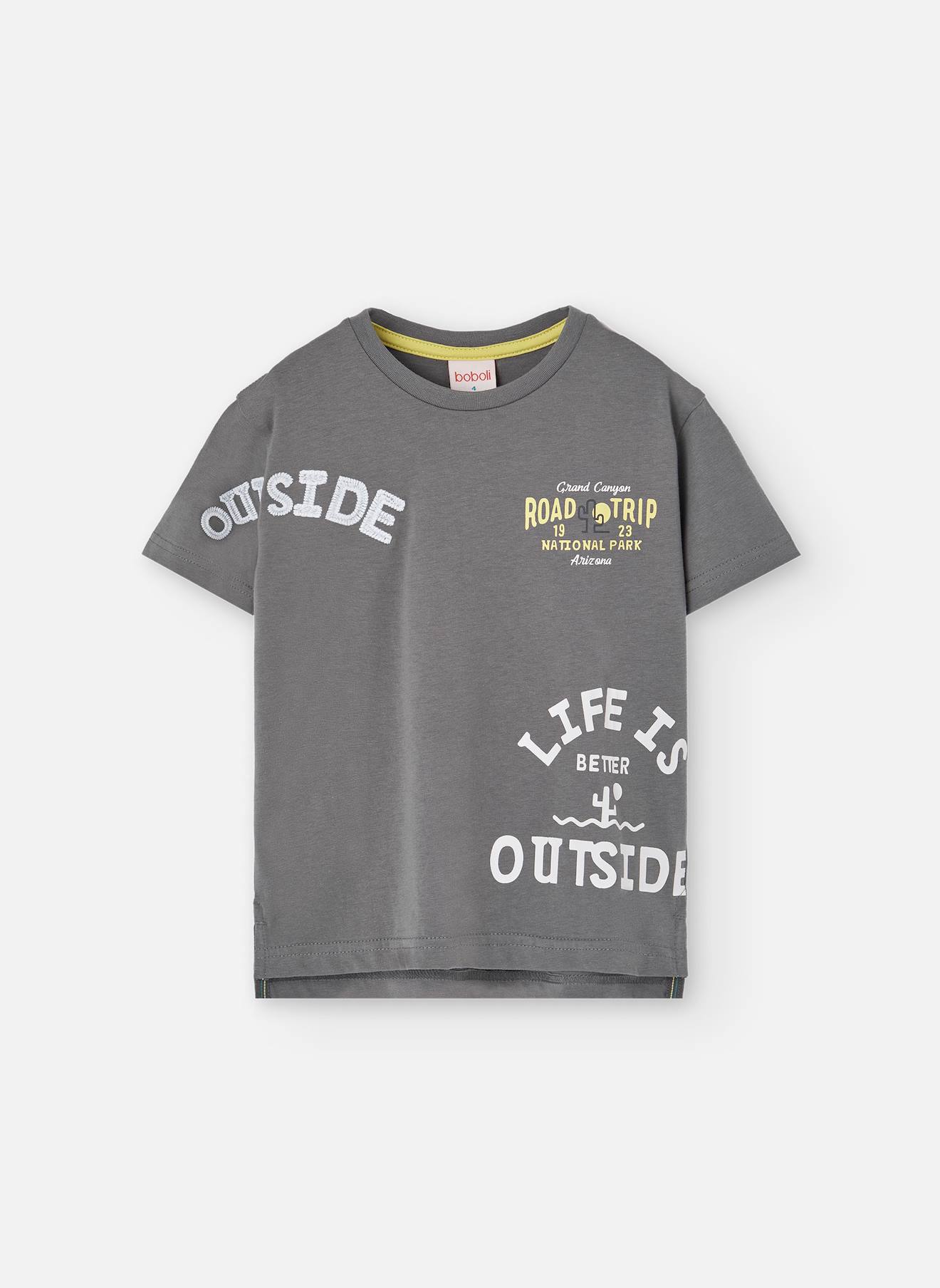 T-shirt À Manches Courtes Avec Col Rond Gris