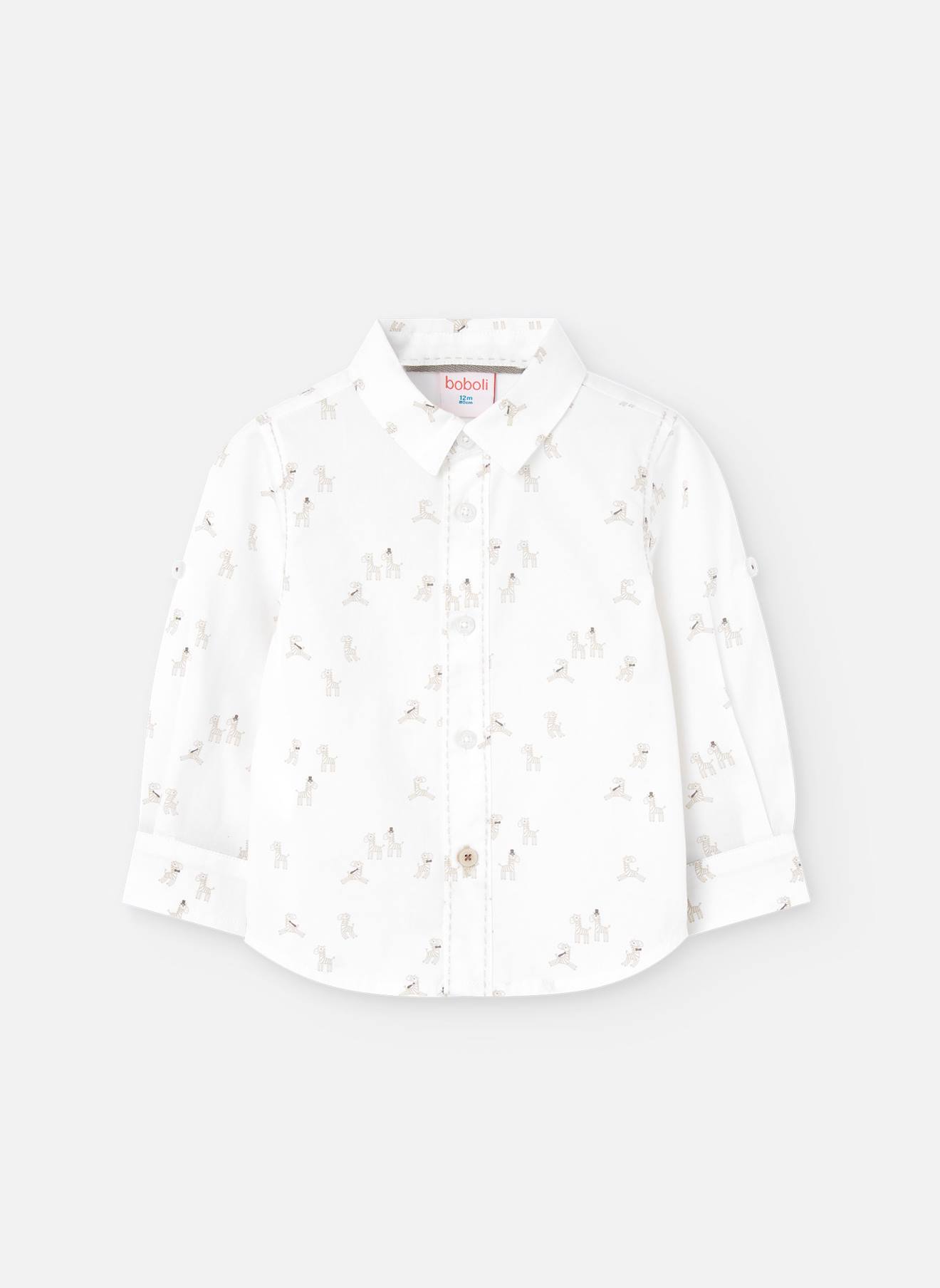 Chemise En Coton Avec Imprimé Fantaisie Blanc