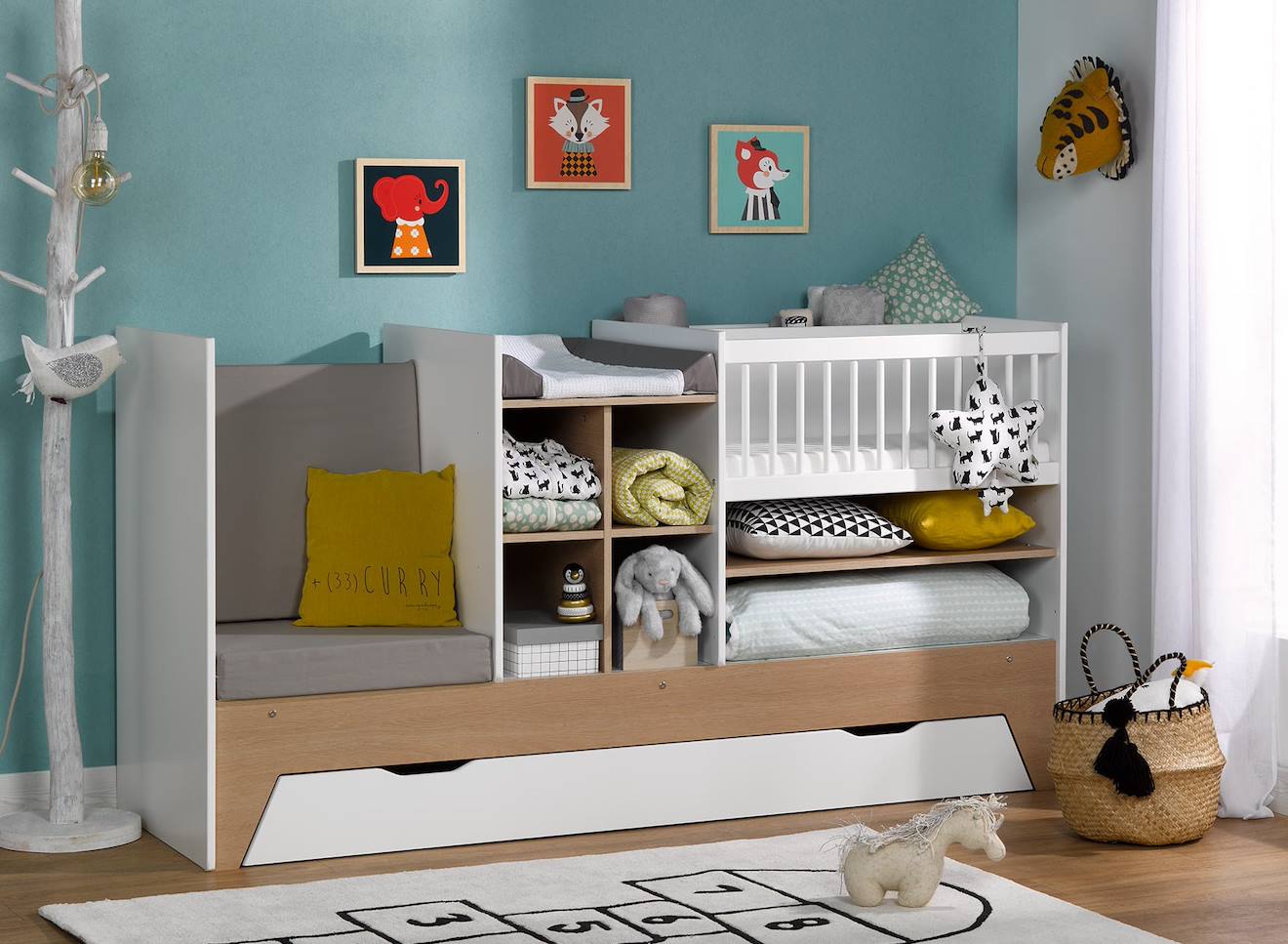 Lit Bébé Évolutif Combiné Ecrin + Tiroir Blanc