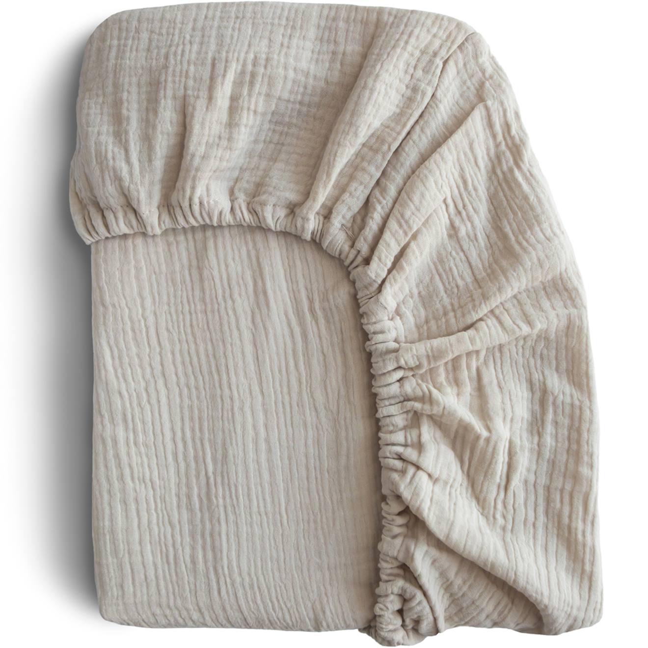 Drap Housse En Mousseline De Coton Ecru