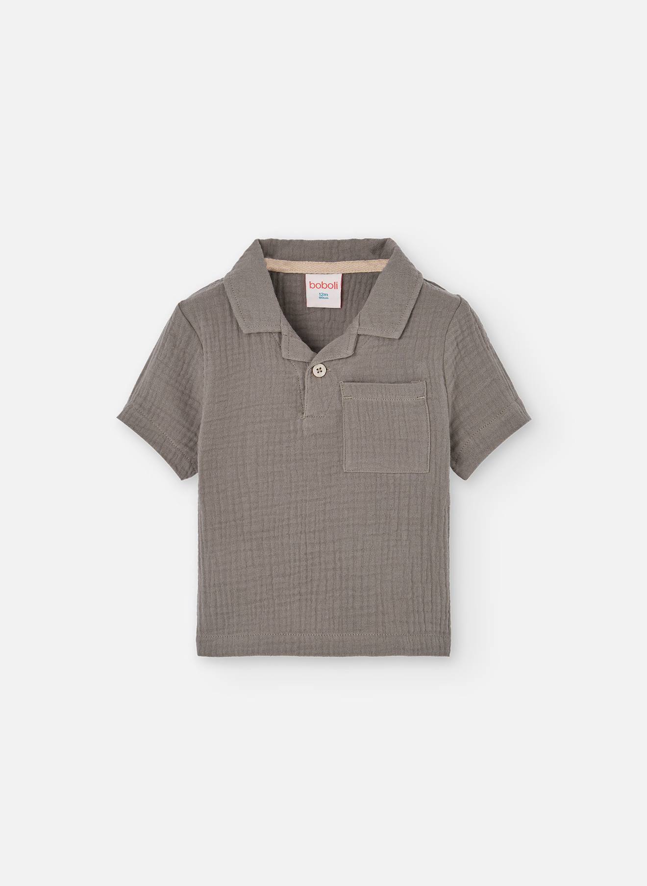 Chemise À Col Polo À Manches Courtes Marron
