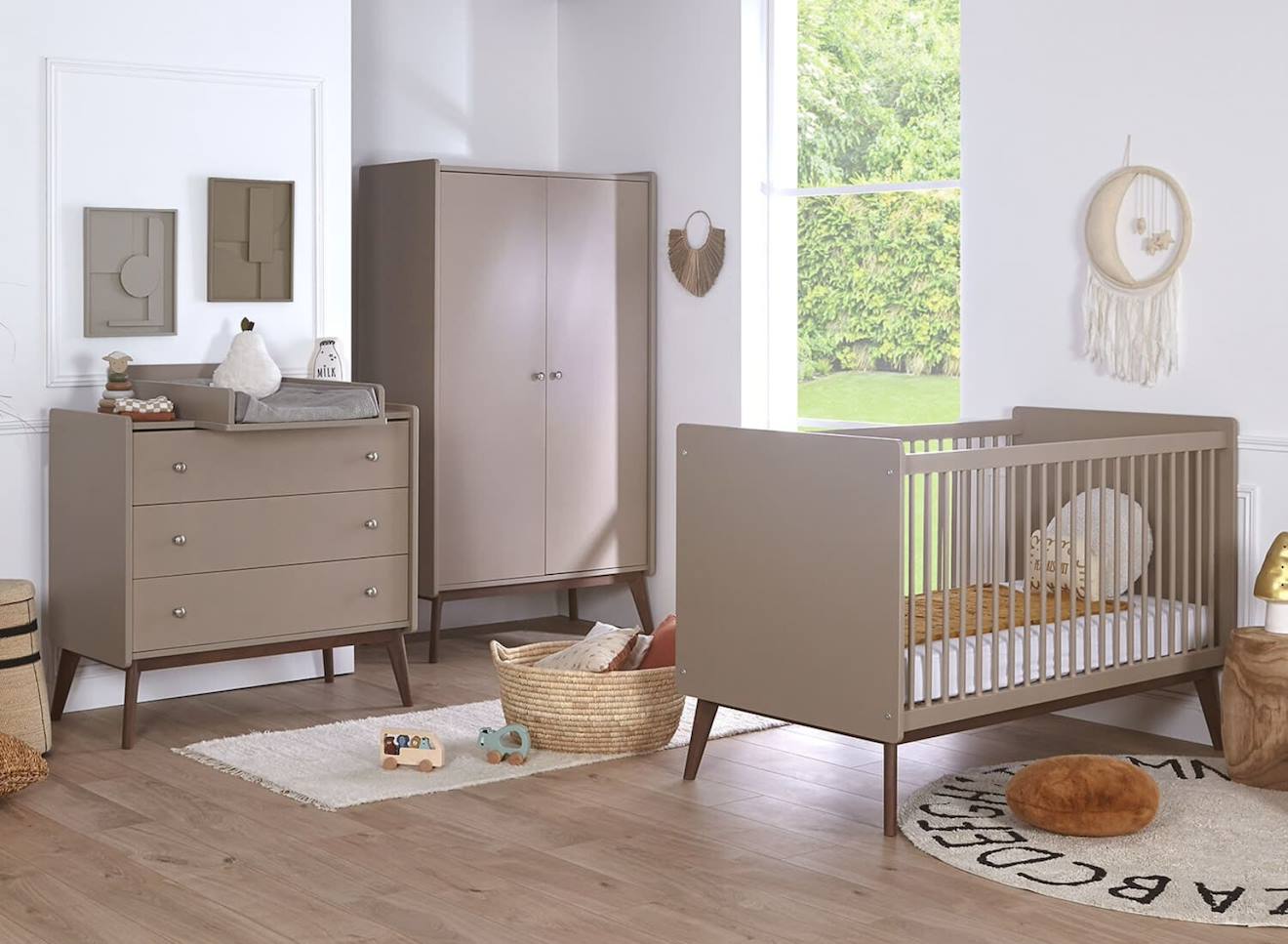 Chambre Bébé Complète Gaïa Argile / Noyer