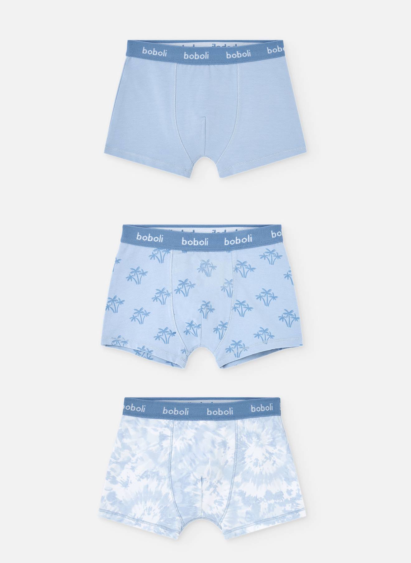 Pack De 3 Boxers Bleus Avec Logo Sur La Taille Bleu