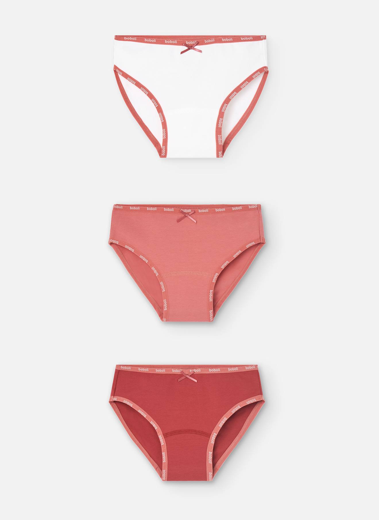 Pack De 3 Culottes Unies Avec Petit Nœud Décoratif Rose