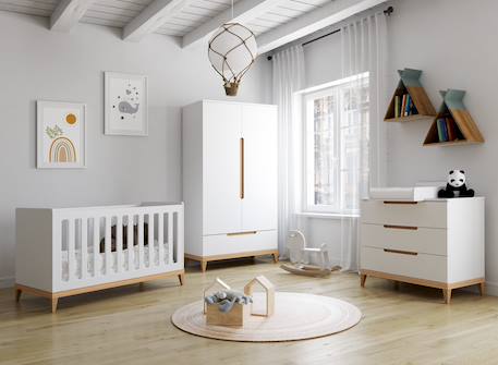 Chambrekids - Chambre Bébé Complète Evidence Blanc /hêtre