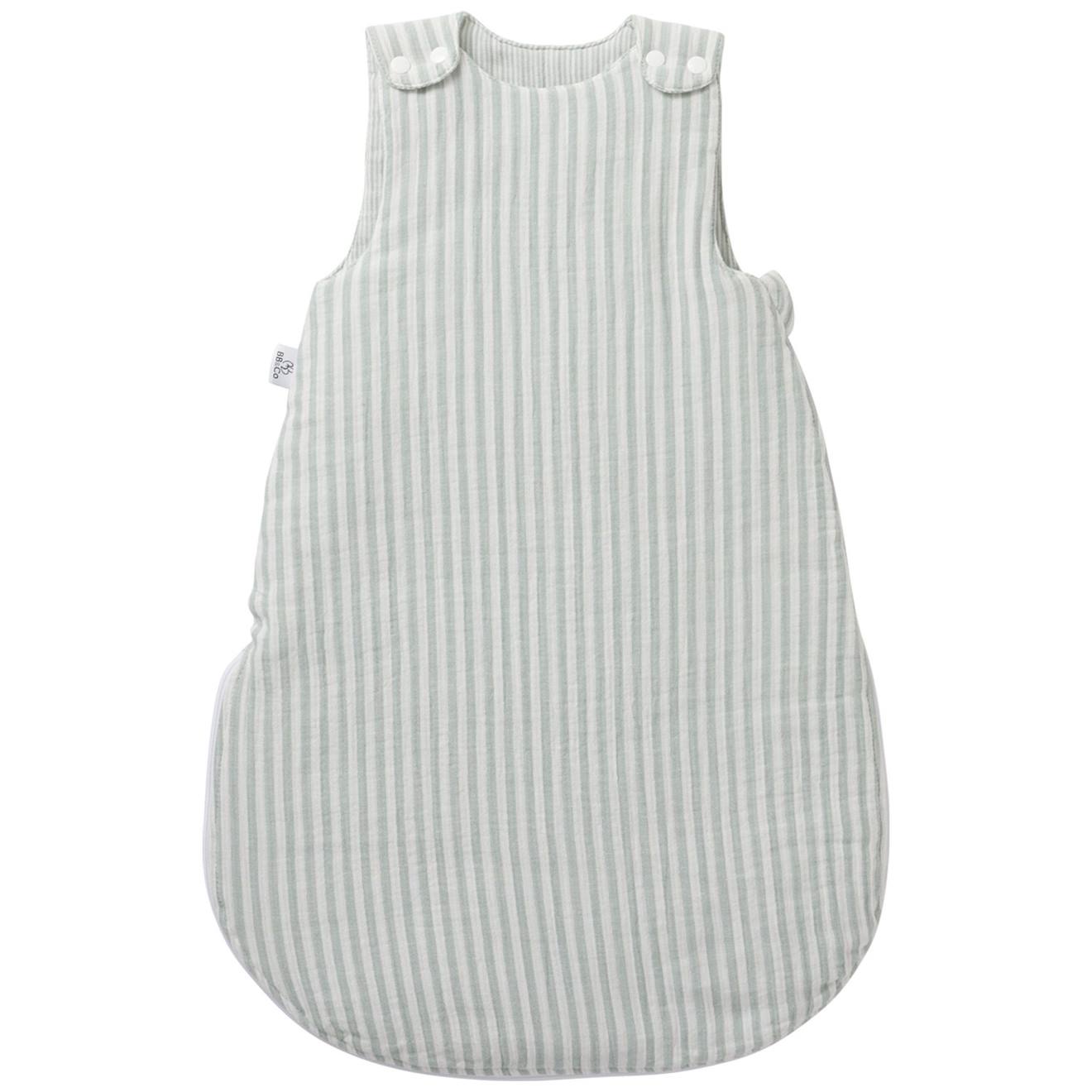 Gigoteuse Ouatinée En Gaze De Coton Rayé Vert De Gris (0-6 Mois) Vert De Gris, Blanc