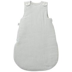 Linge de maison et décoration-Gigoteuse ouatinée en gaze de coton rayé vert de gris (0-6 mois)