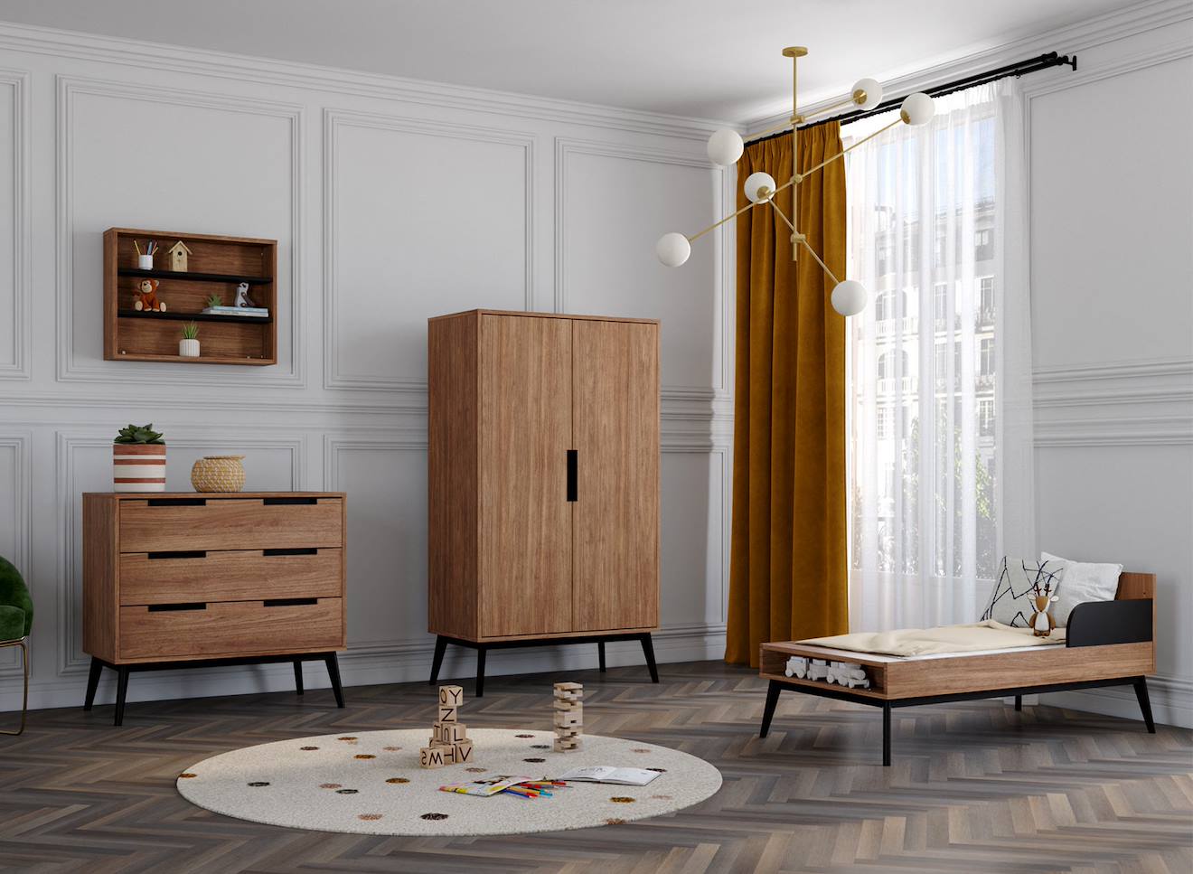 Chambre Bébé Complète Vintage Octave Noyer (Chambrekids) - Image 2