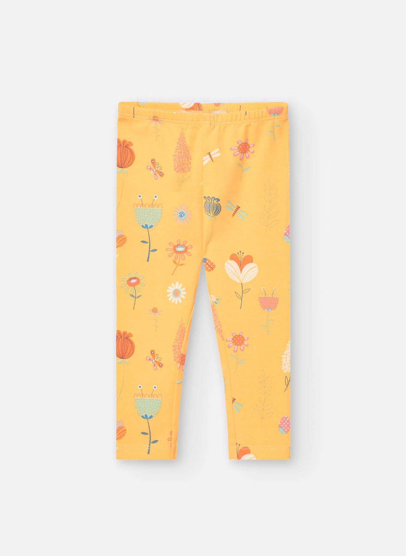 Legging Avec Imprimé Fleurs Et Petits Animaux Jaune