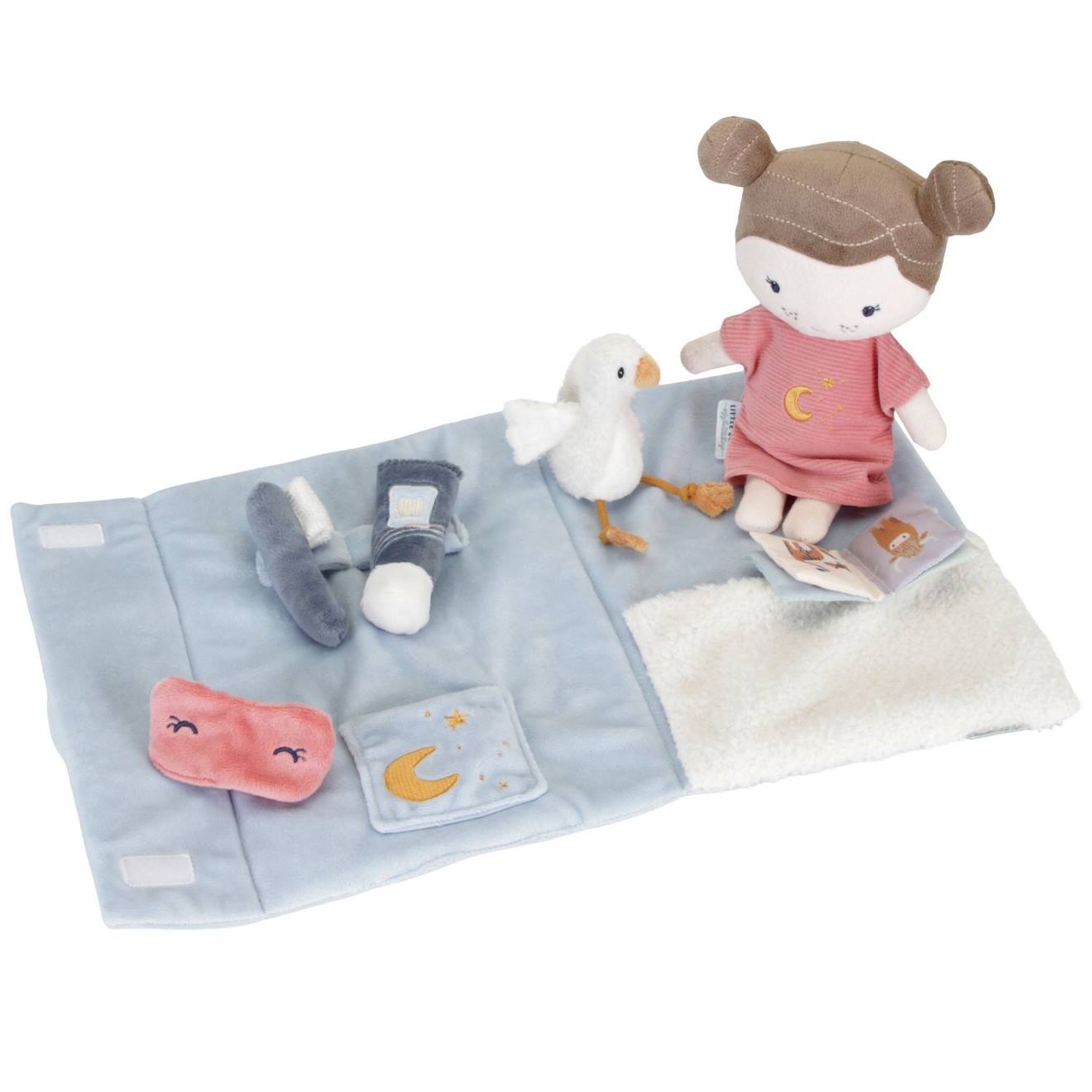 Poupée Souple Bébé Bonne Nuit Rose, Bleu, Beige