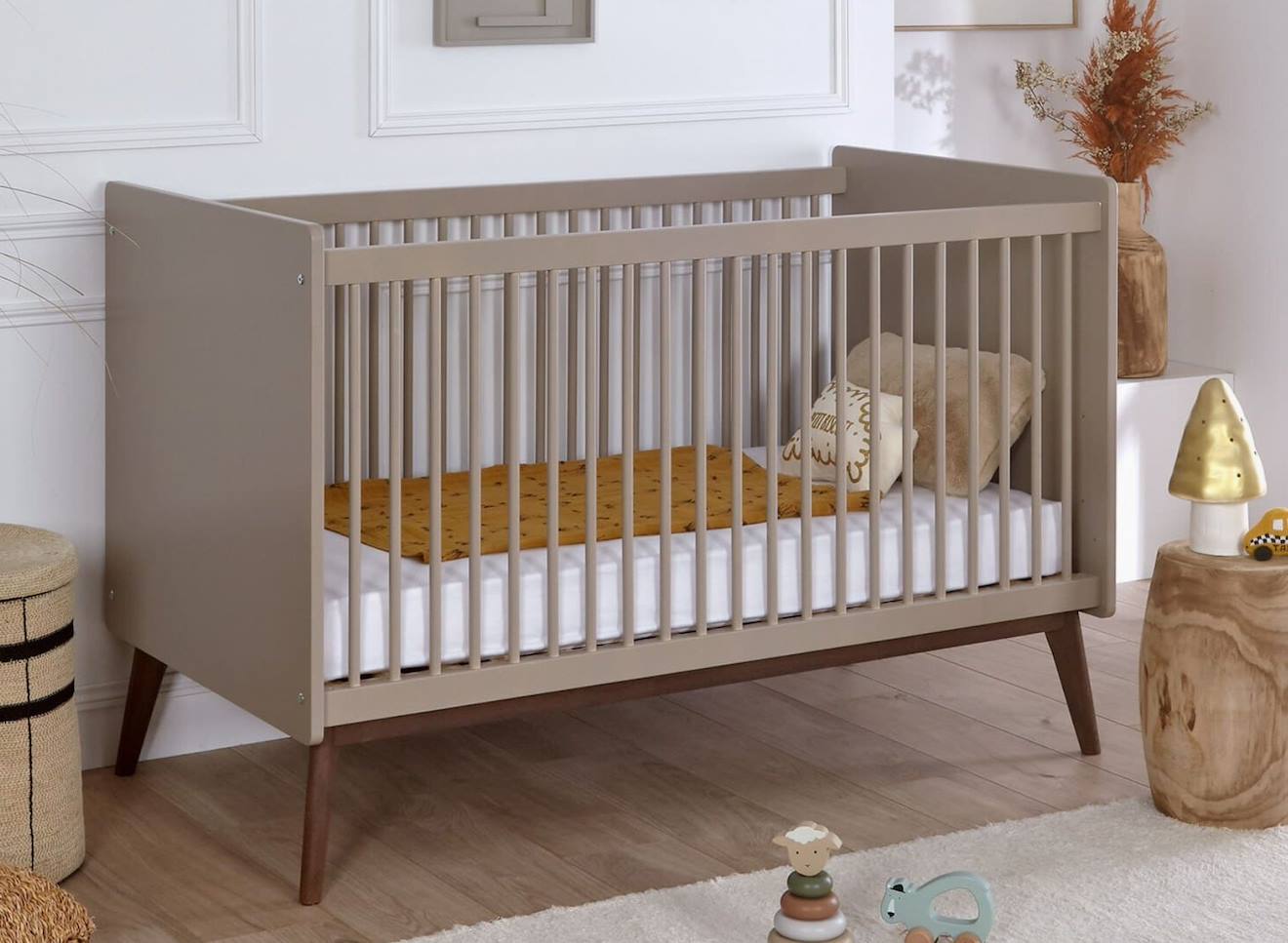 Lit Bébé Évolutif Gaïa Argile & Noyer