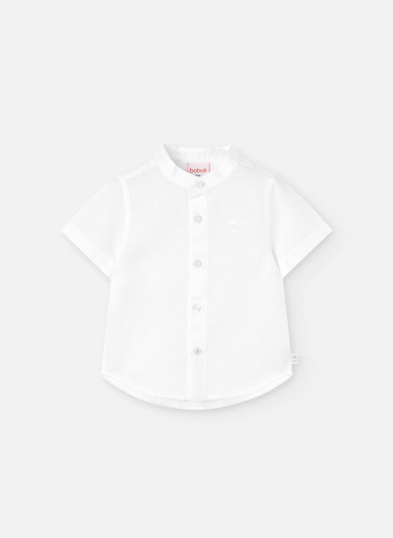 Chemise À Manches Courtes Avec Col Mao Blanc