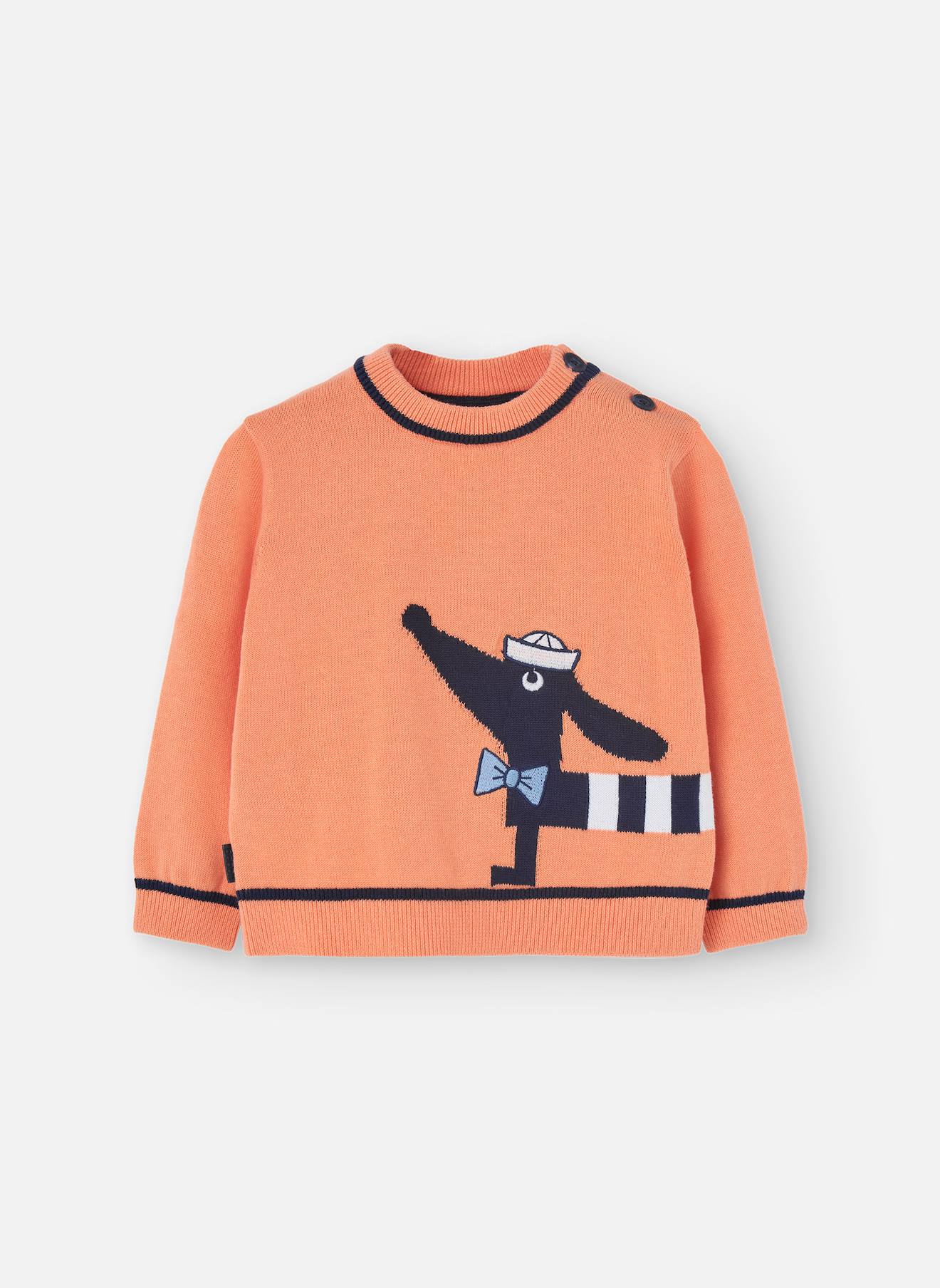 Pull En Coton Avec Motif Chien Orange