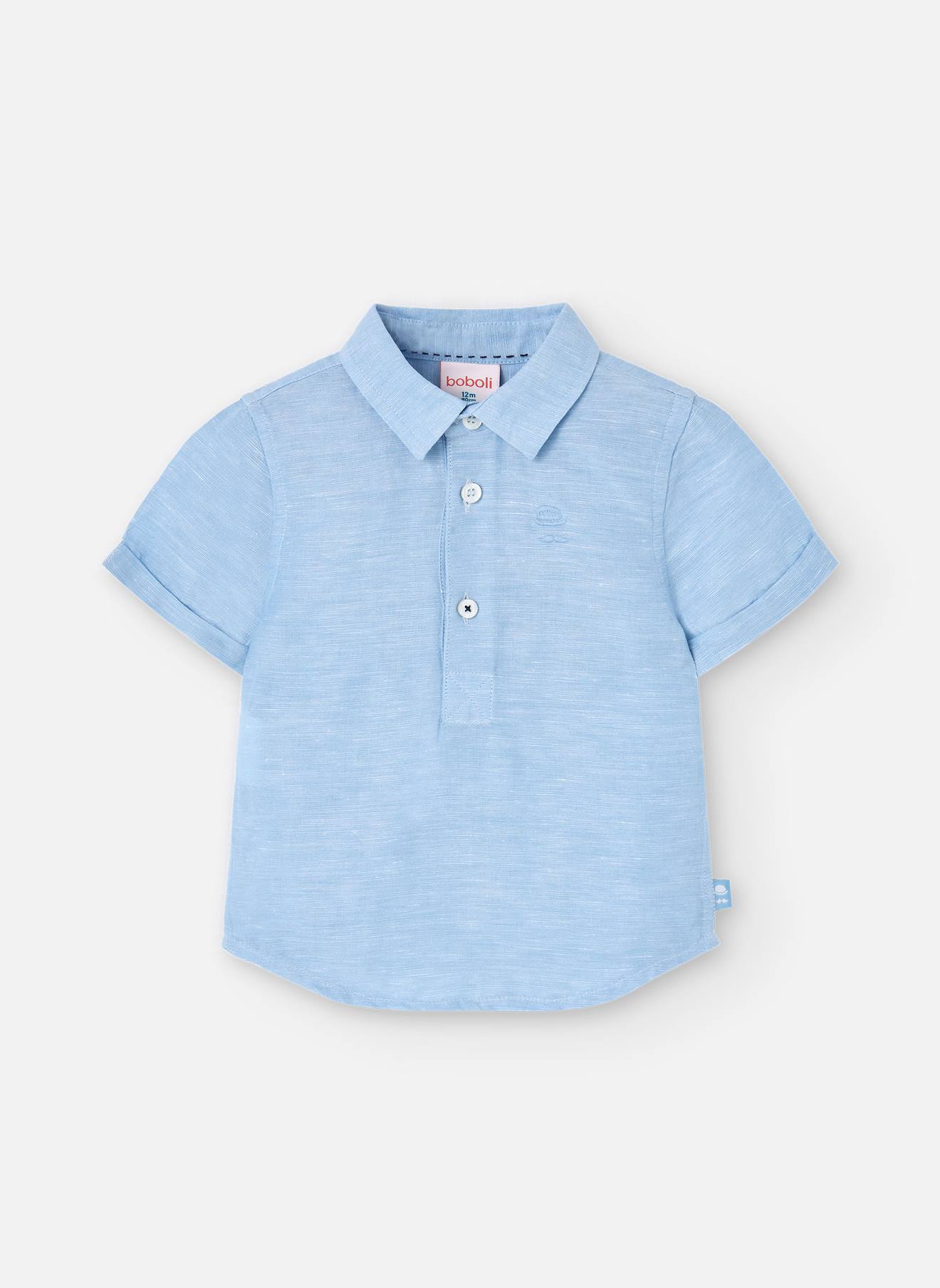 Chemise À Manches Courtes Avec Col Polo Bleu