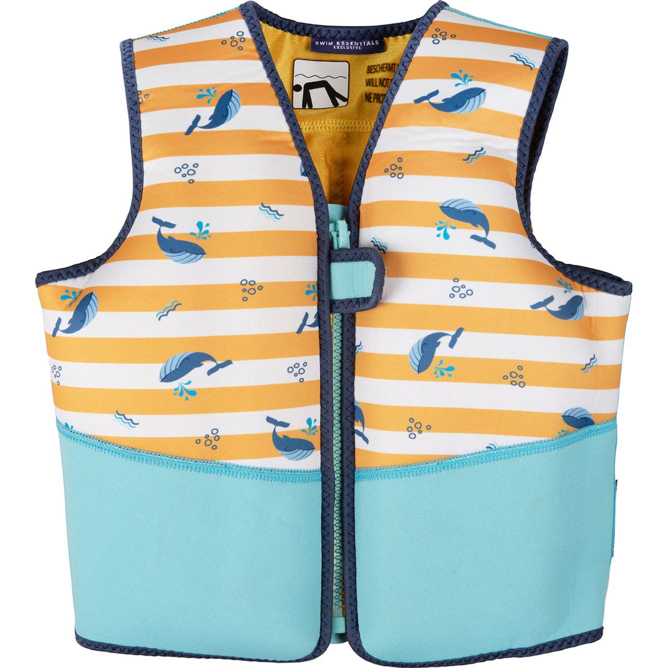 Gilet De Natation Baleine Bleu, Jaune, Blanc